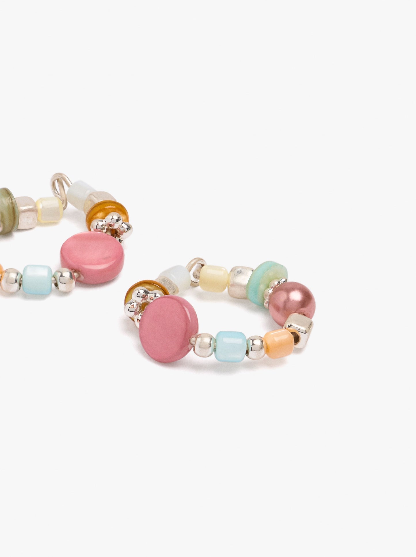 Hoop Earrings With Multicolor Shell Beads