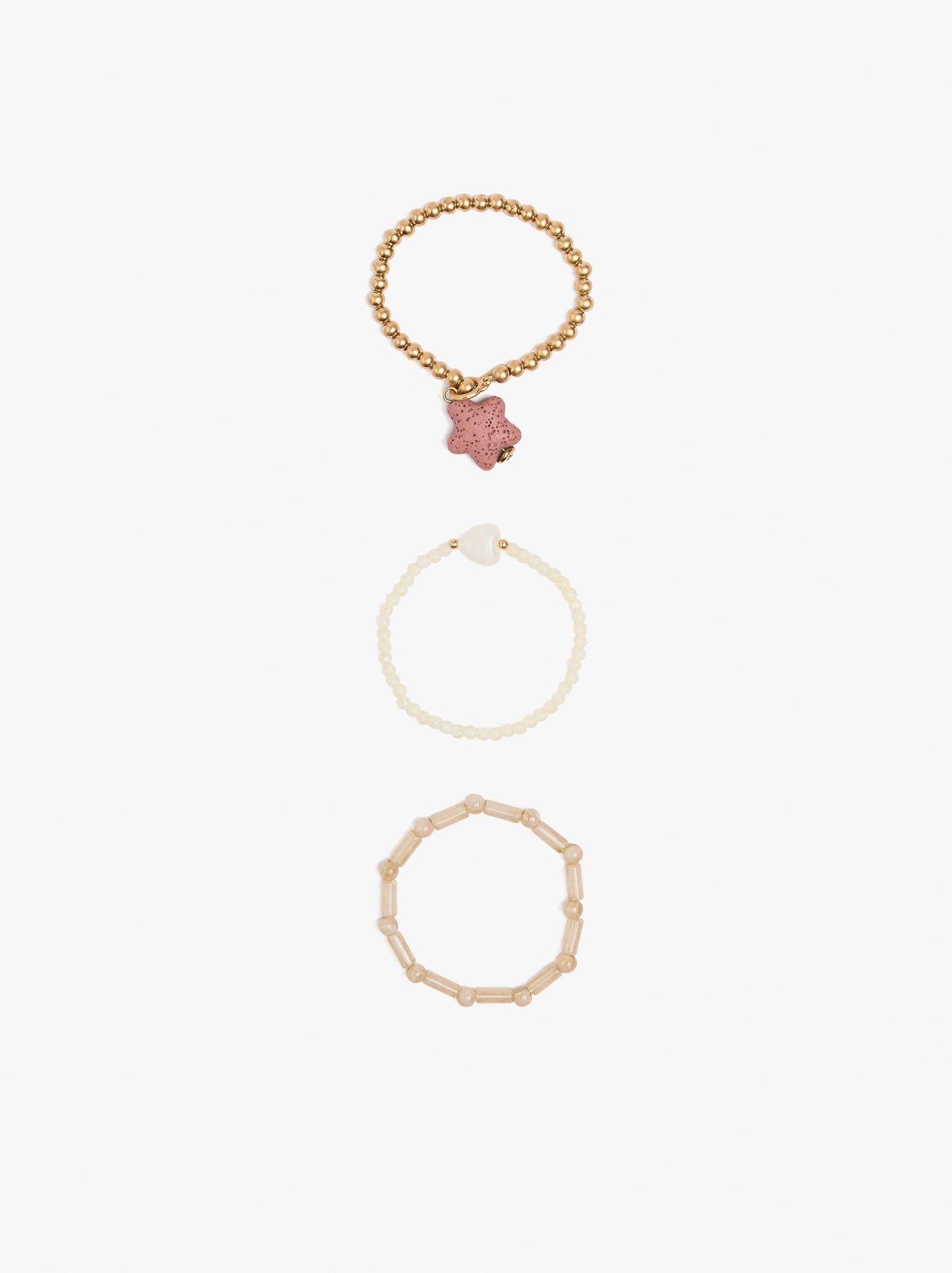 Set Of Elastic Bracelets With Star Coral Effect