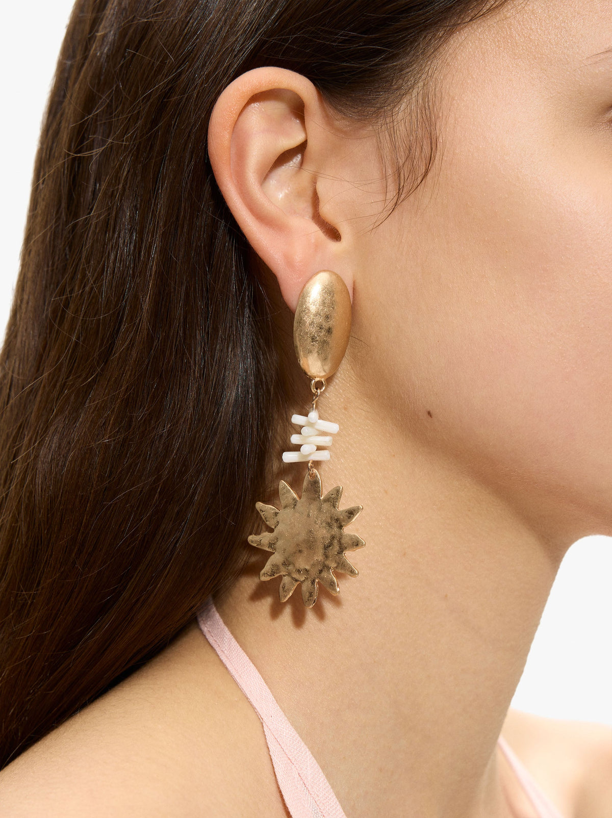 Asymmetric Long Earrings With Sun