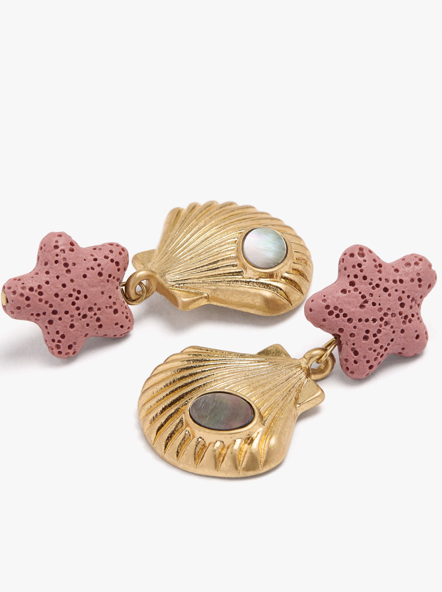 Coral Effect Earrings With Shells