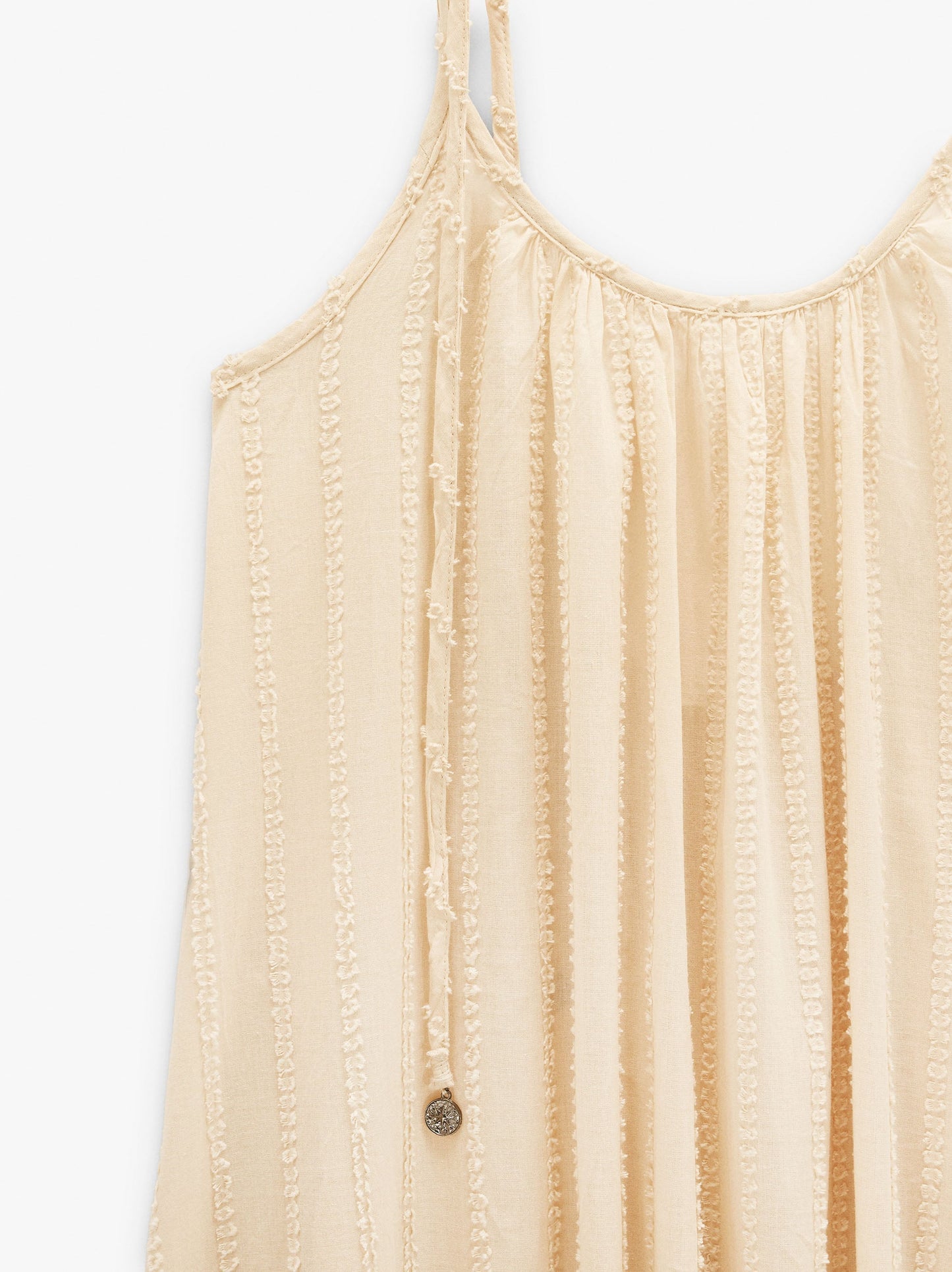 Dress With Embossed Texture Straps 100% Cotton