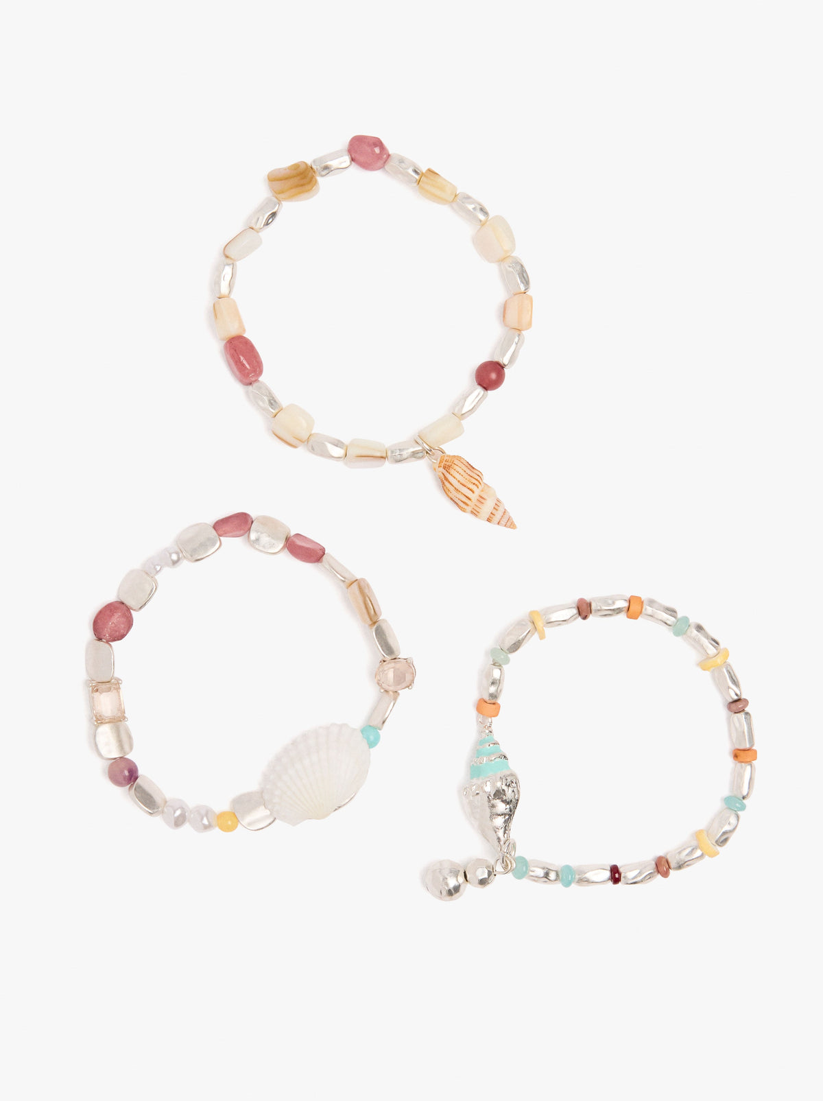 Set Of Stone And Shell Bracelets