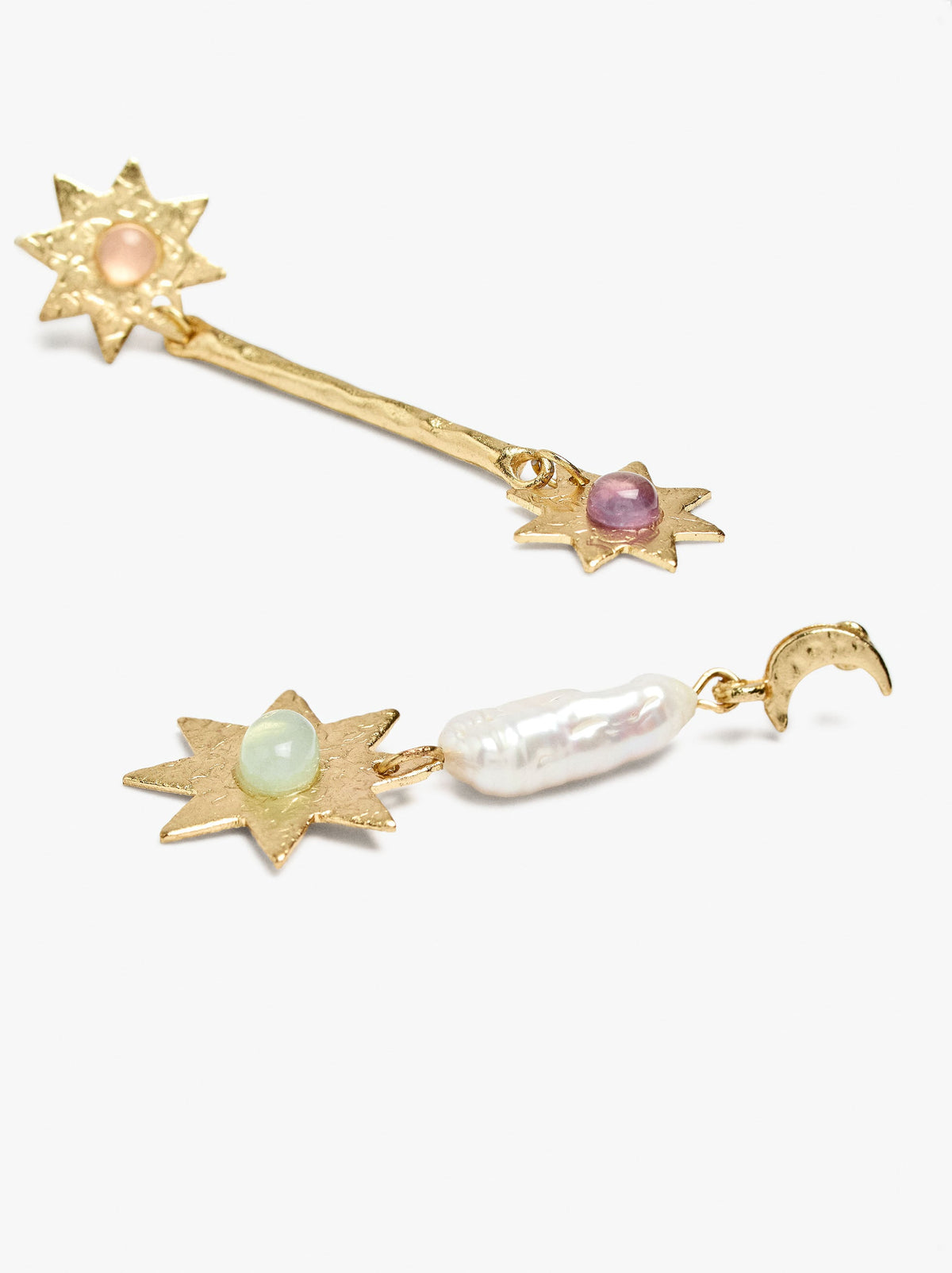 Asymmetric Earrings Stars With Moon