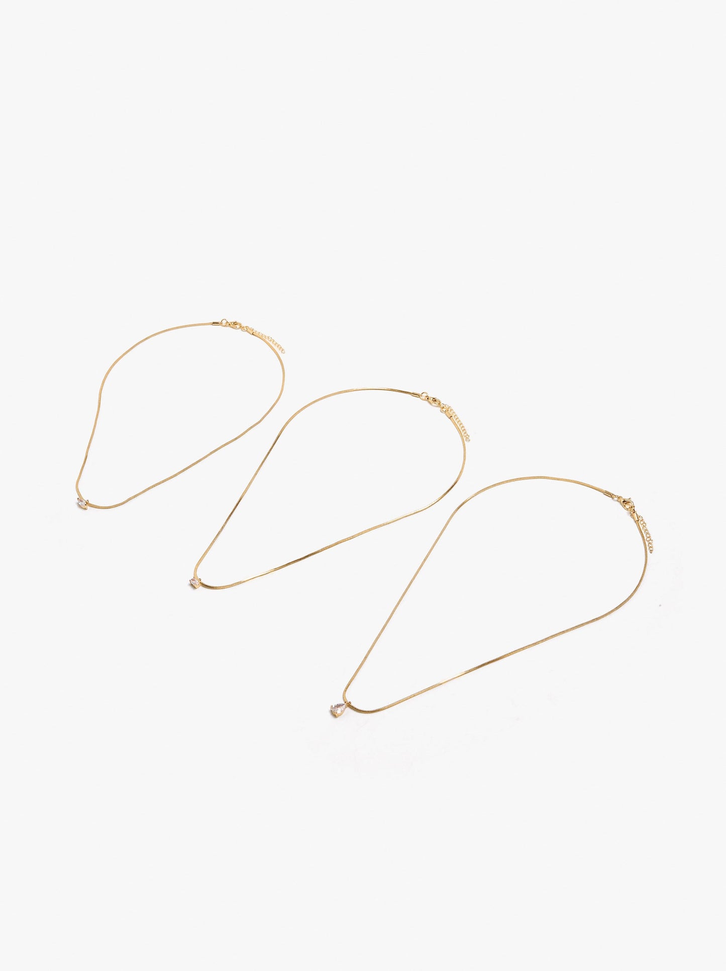 Set Of Three Necklaces With Zirconia Pendants