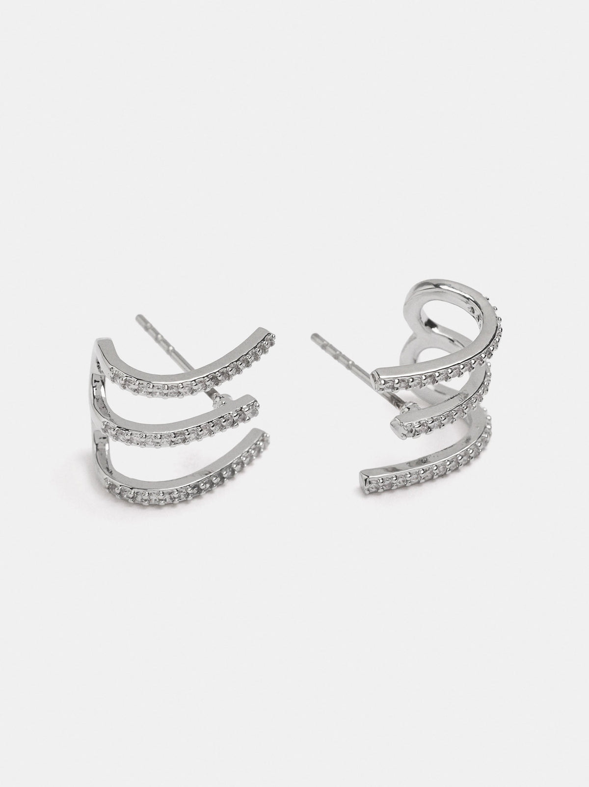 Triple Effect Hoop Earrings With Zirconia