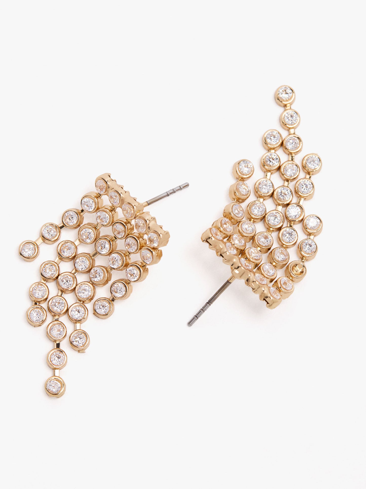 Long Cascade-Effect Earrings With Cubic Zirconias