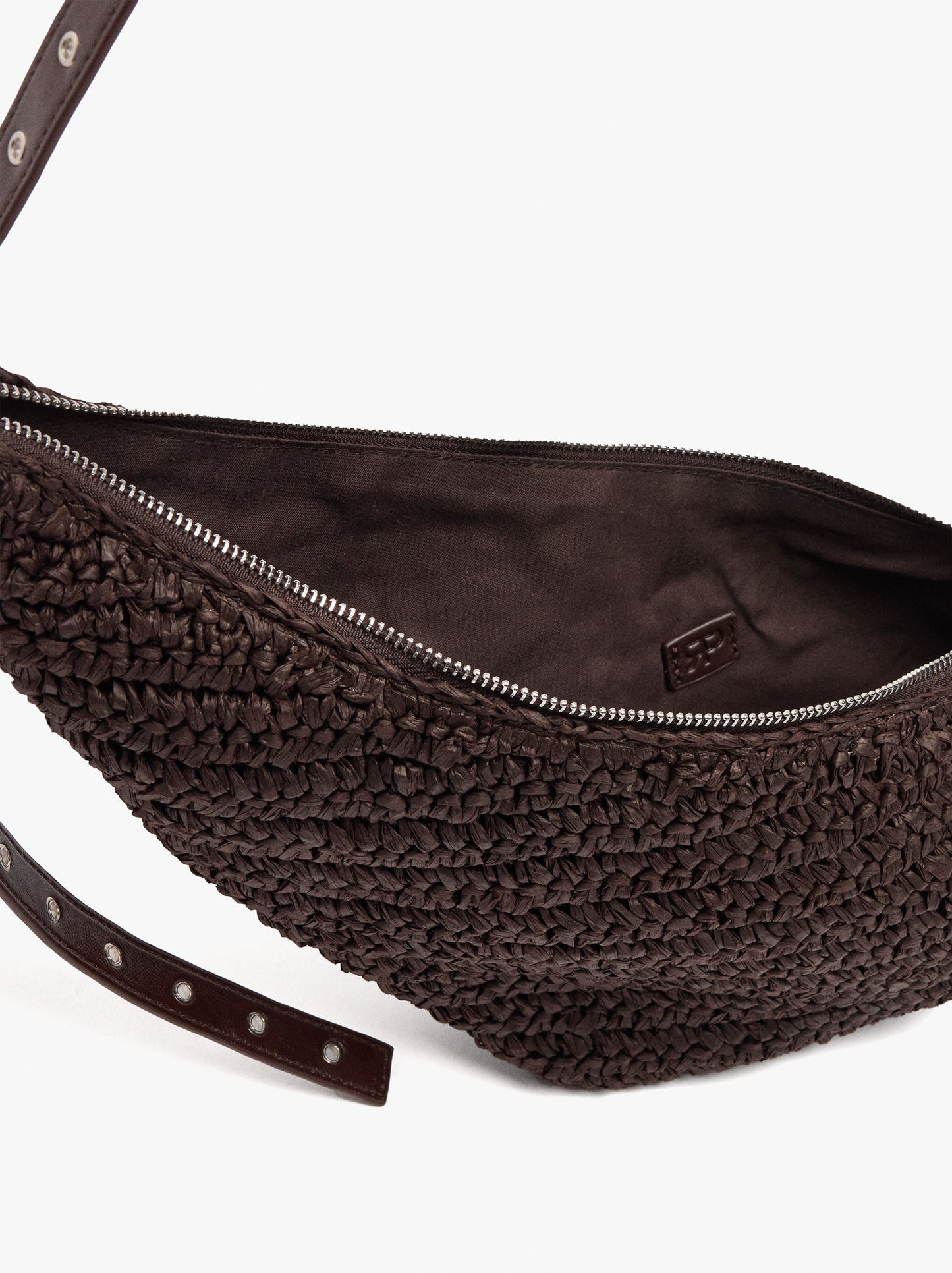 Asymmetric Shoulder Bag With Paper Straw Effect