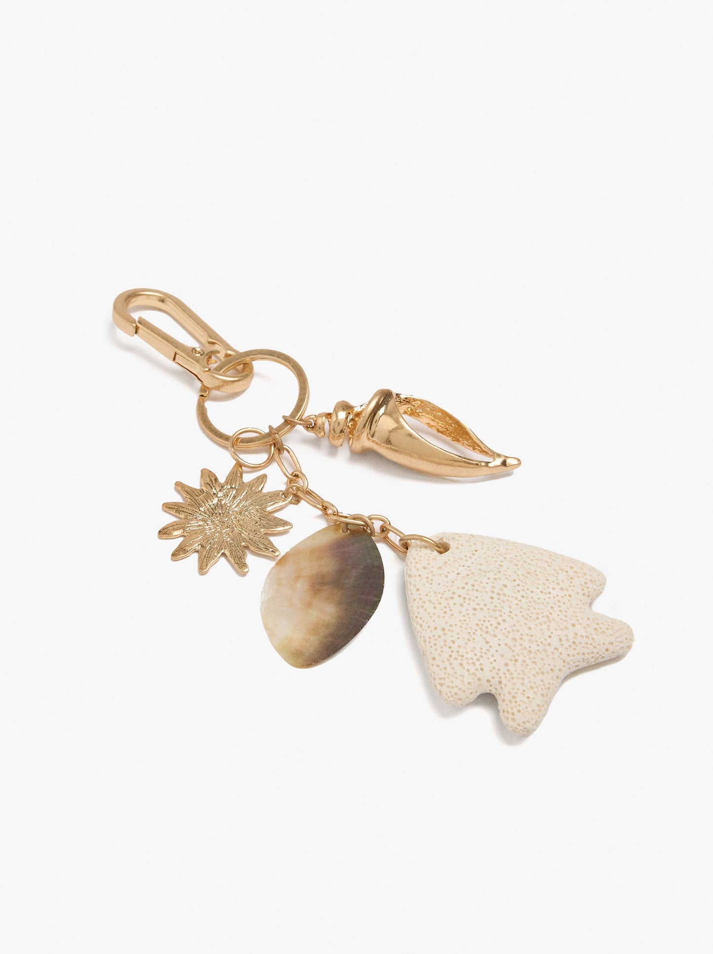 Keychain Charm With Stone And Shell