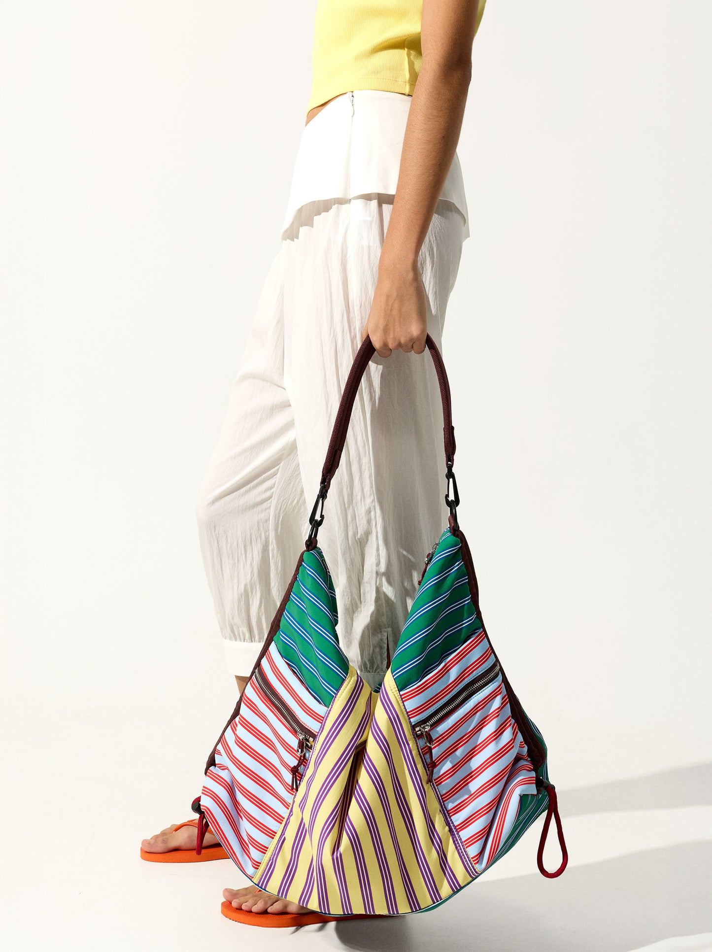 Striped Nylon Sports Bag