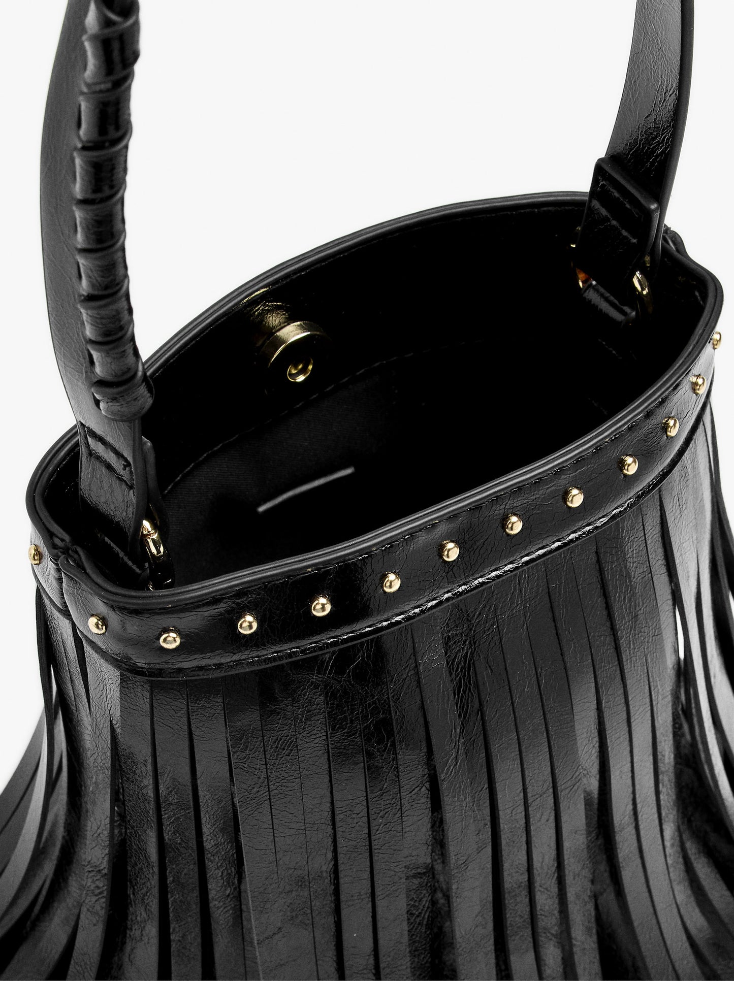 Bucket Bag With Studs And Fringes