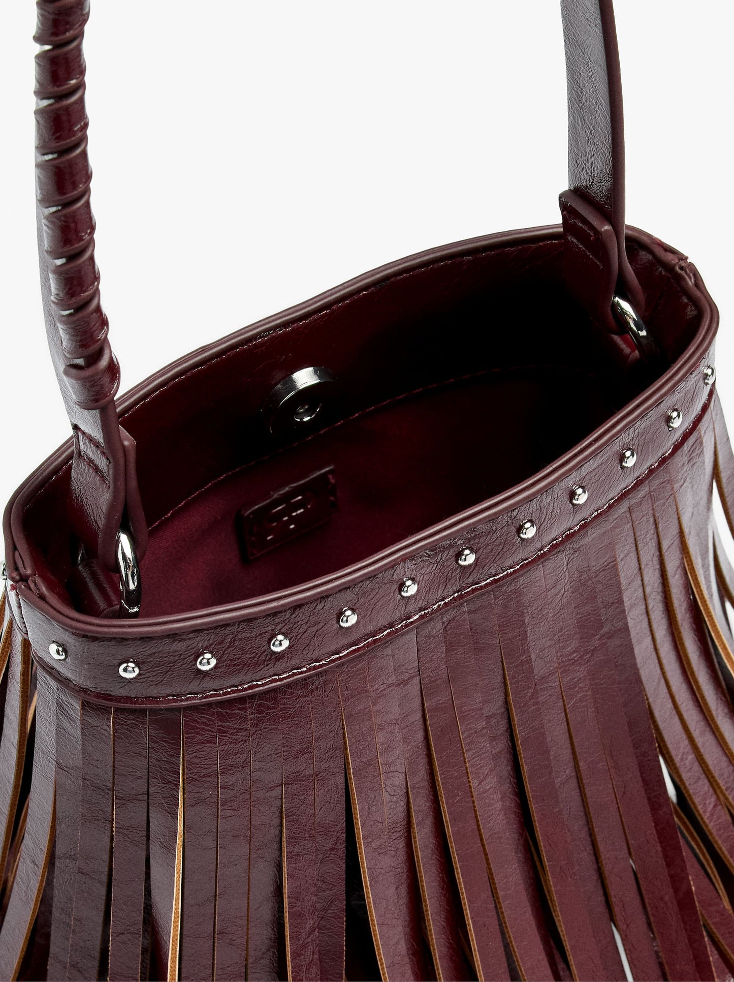 Bucket Bag With Studs And Fringes