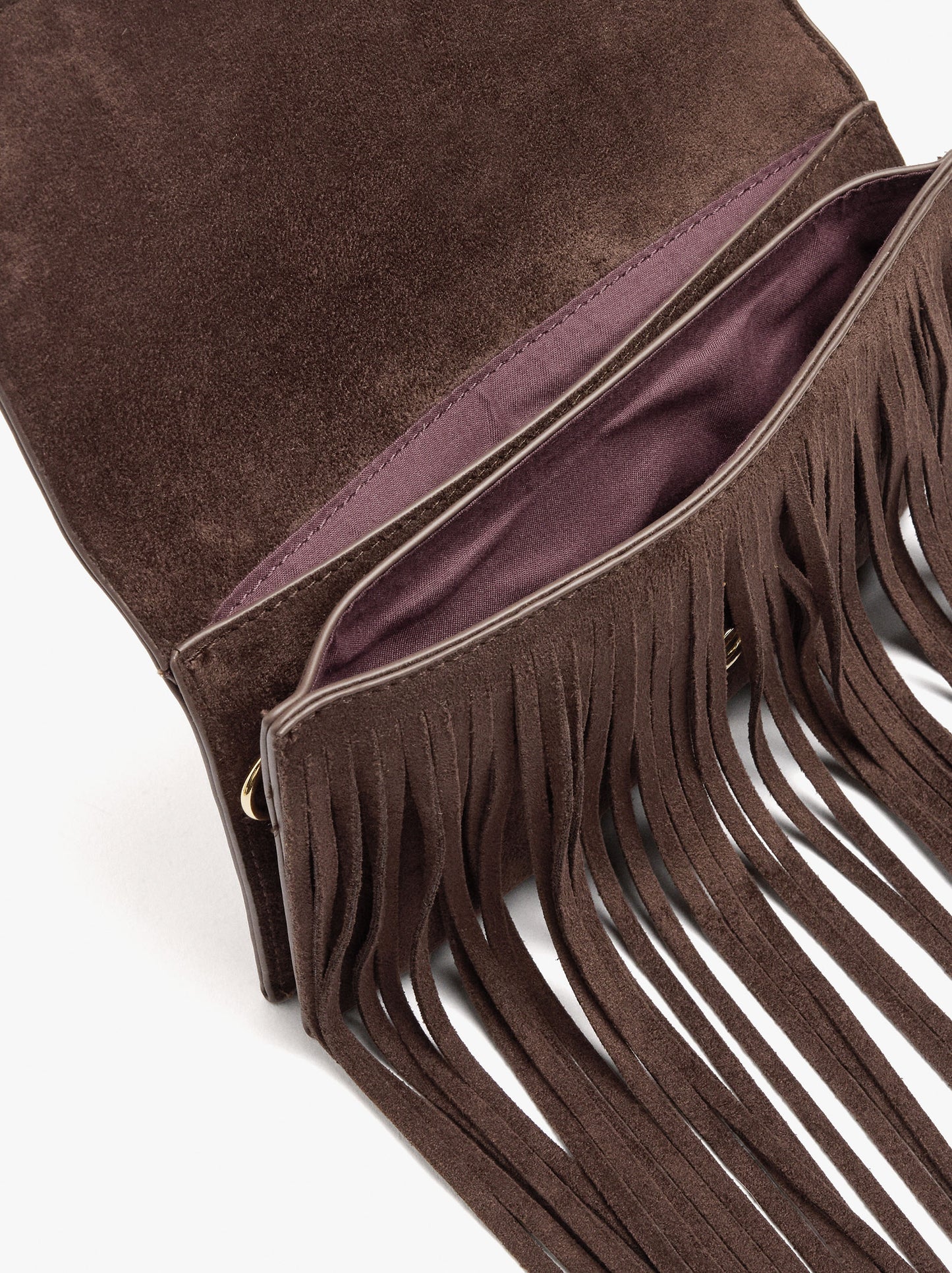 Plain Crossbody Bag With Flap And Long Fringes