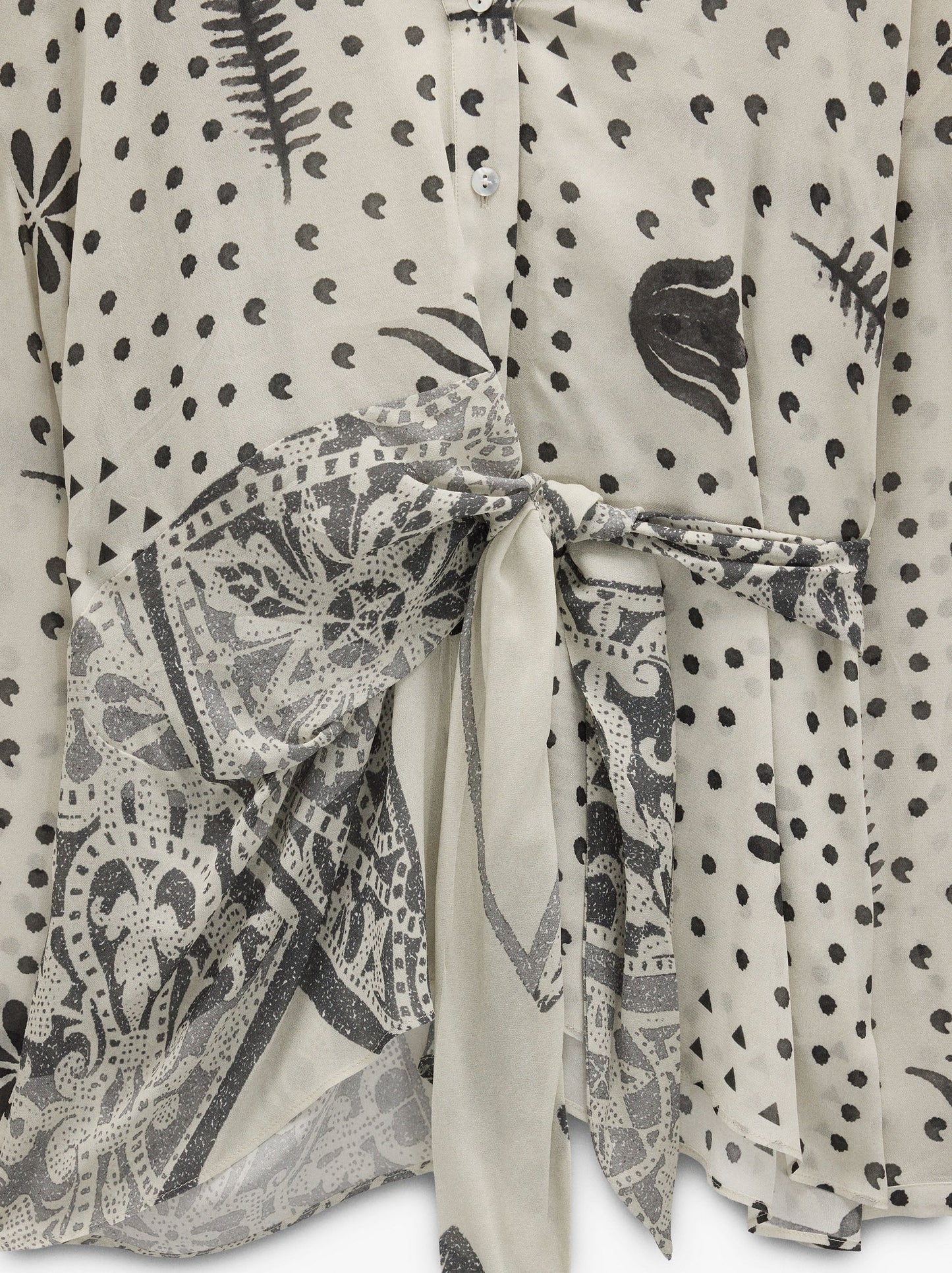 Printed Fluid Blouse With Draped And Knot