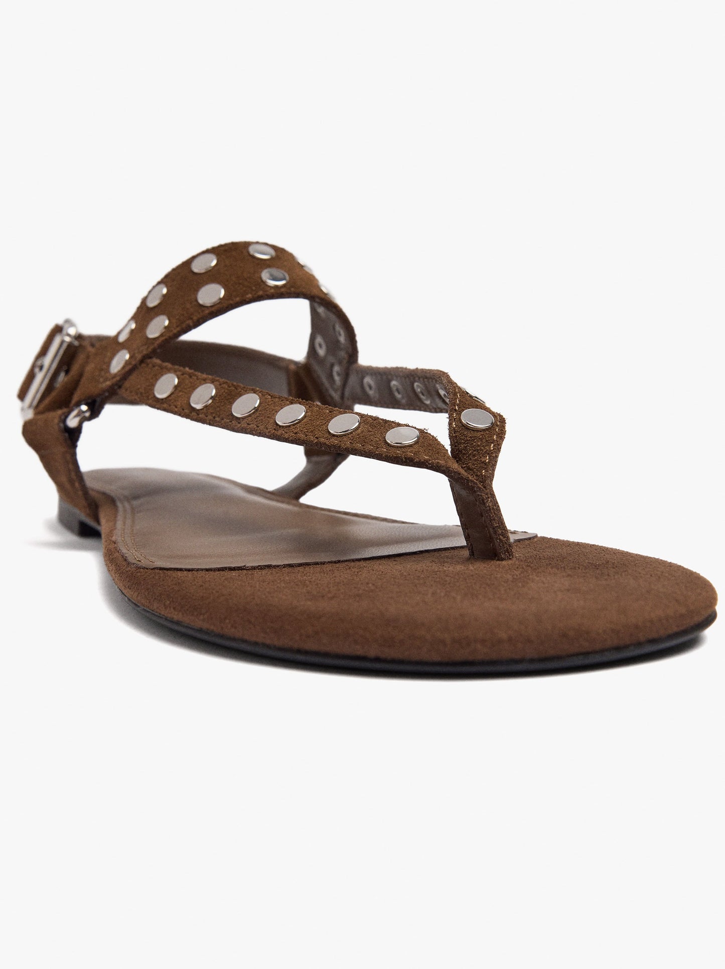 Flat Leather Sandals With Studs