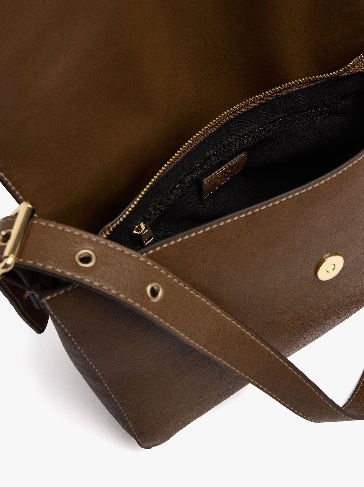 Plain Crossbody Bag With Flap And Inner Pouch