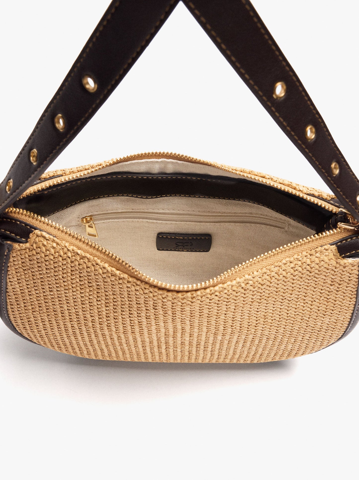 Structured Crossbody Bag With Paper Straw Effect