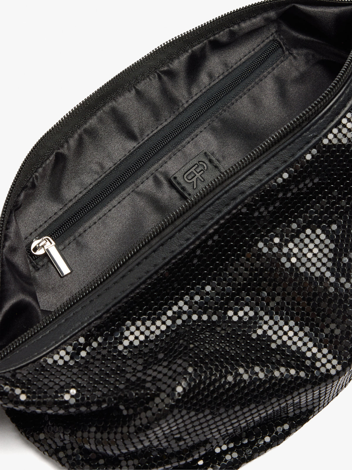 Shoulder Bag With Shiny Metallic Mesh