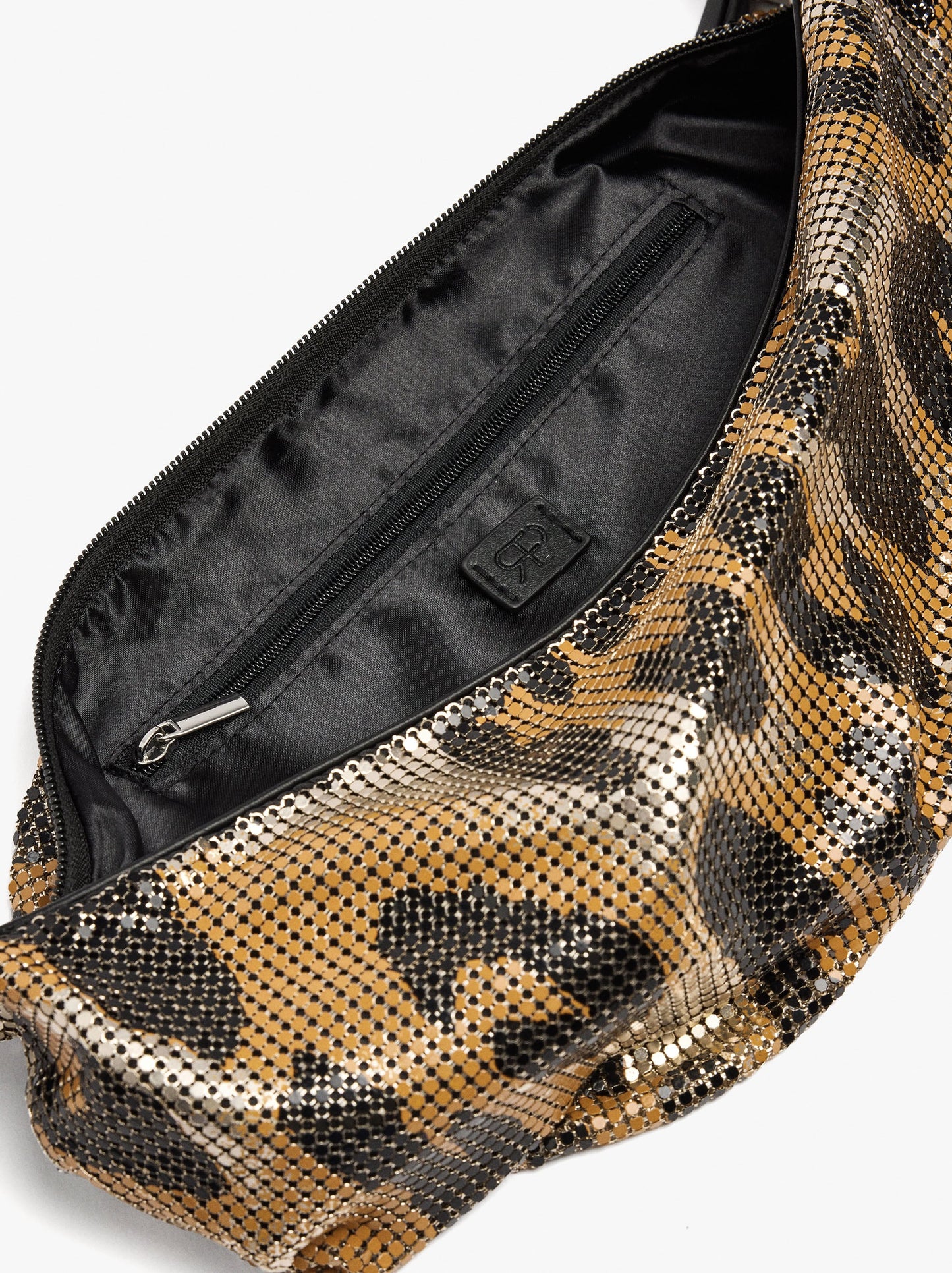 Shoulder Bag With Metallic Mesh Animal Print