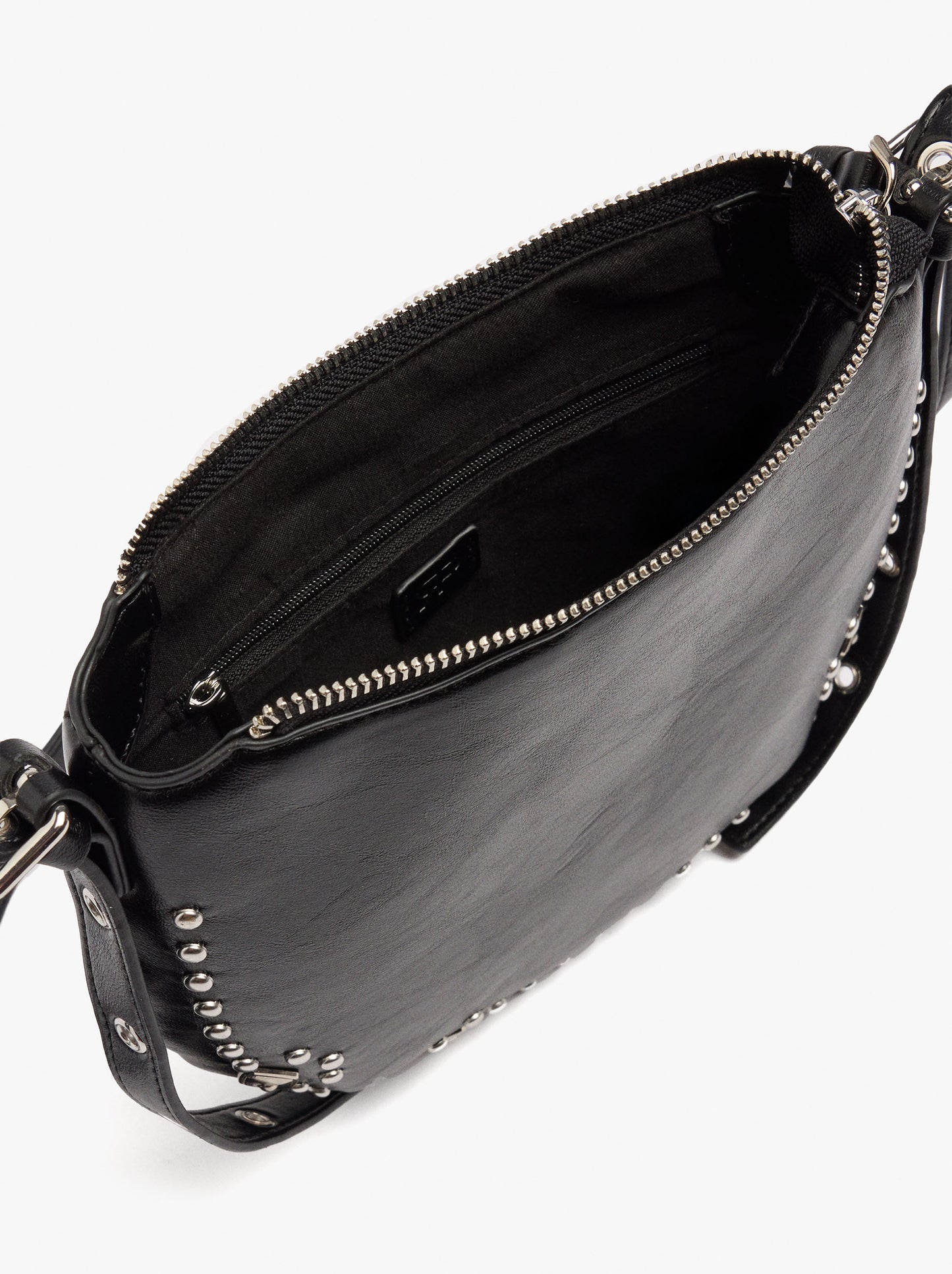 Crossbody Bag Cracked Effect With Fringes And Studs