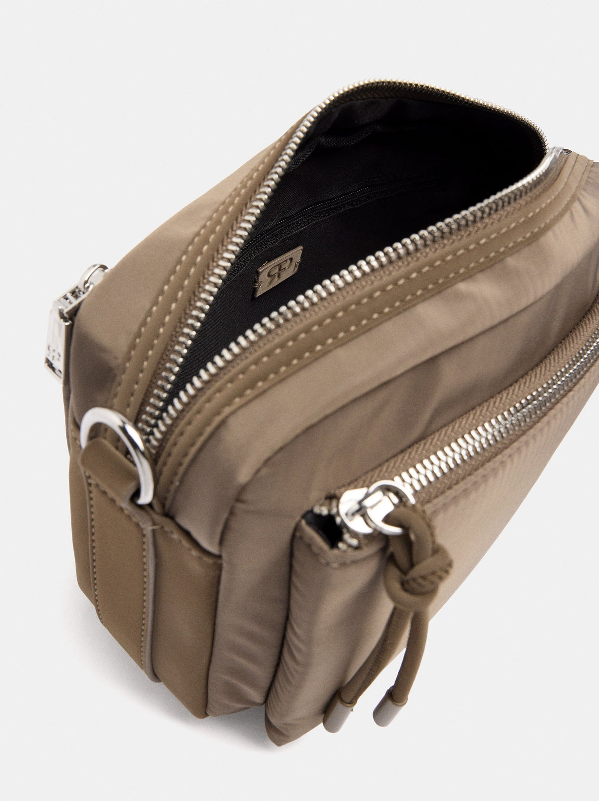 Nylon Crossbody Bag With Exterior Pockets