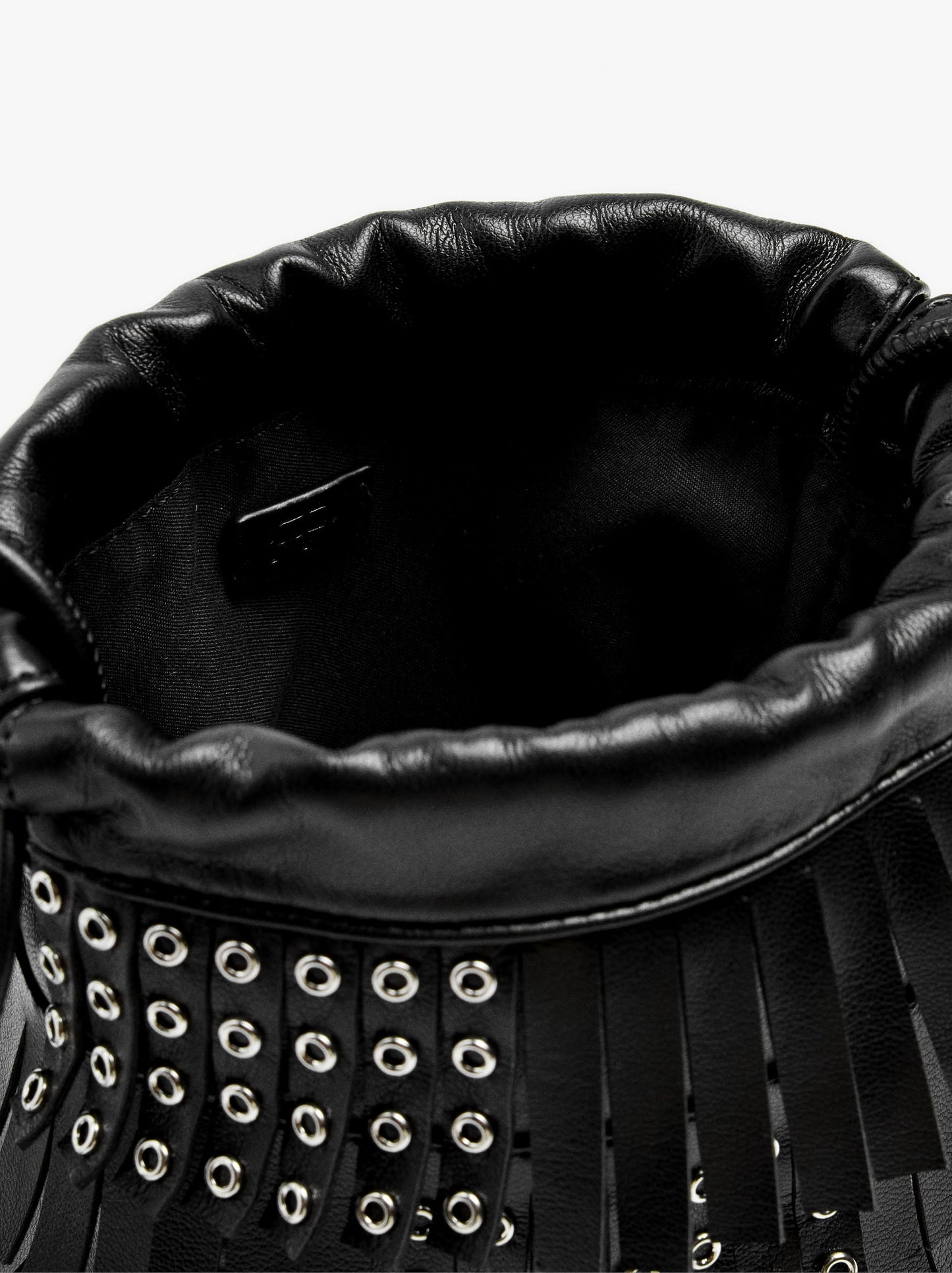 Crossbody Bag With Fringes And Studs