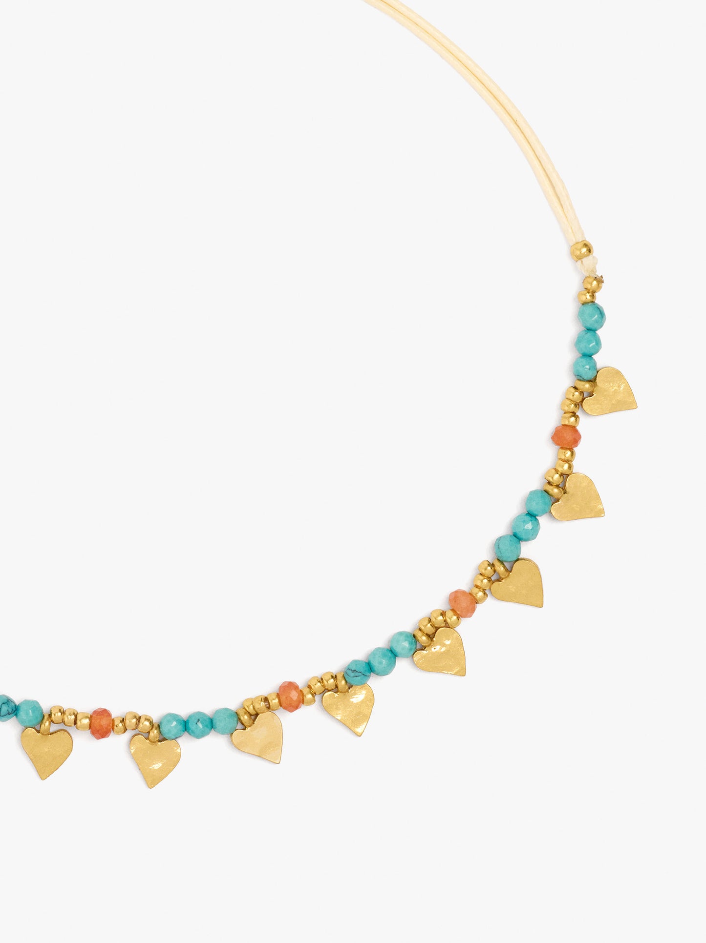 Adjustable Bracelet With Stones And Hearts