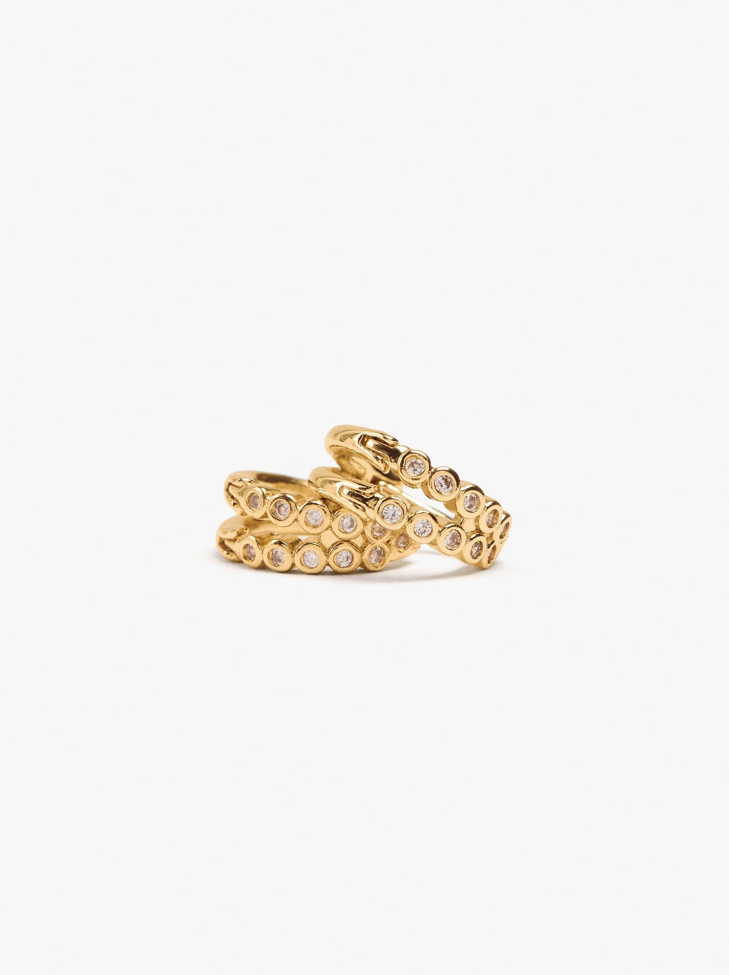 Double Hoop Earrings With Zirconia Effect