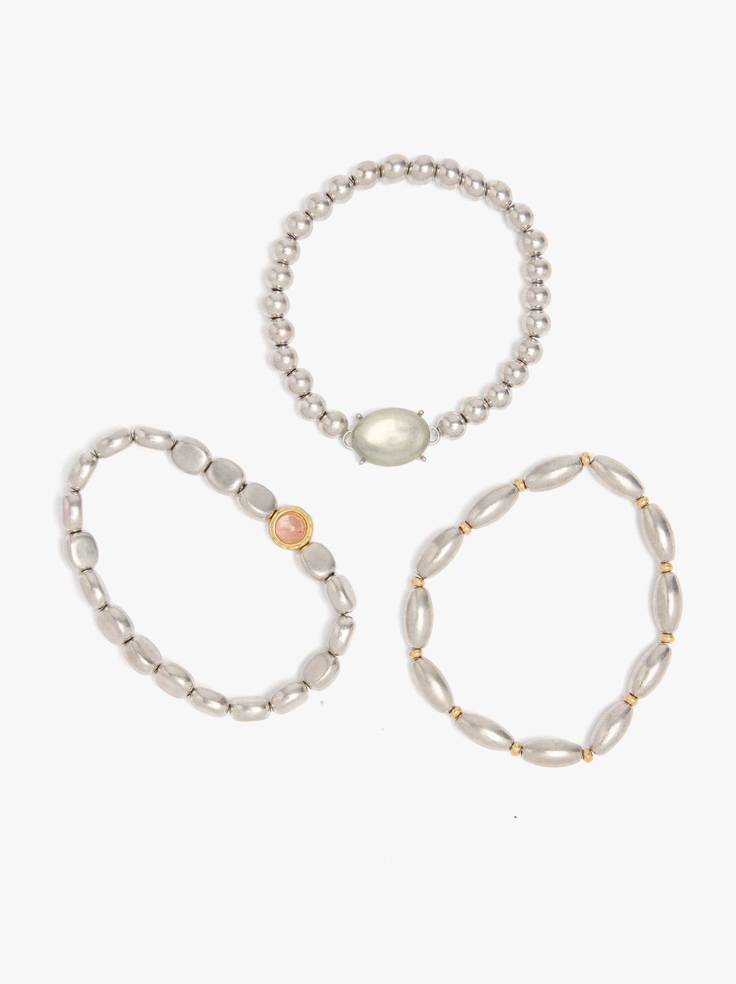 Set Of Elastic Bracelets With Stone