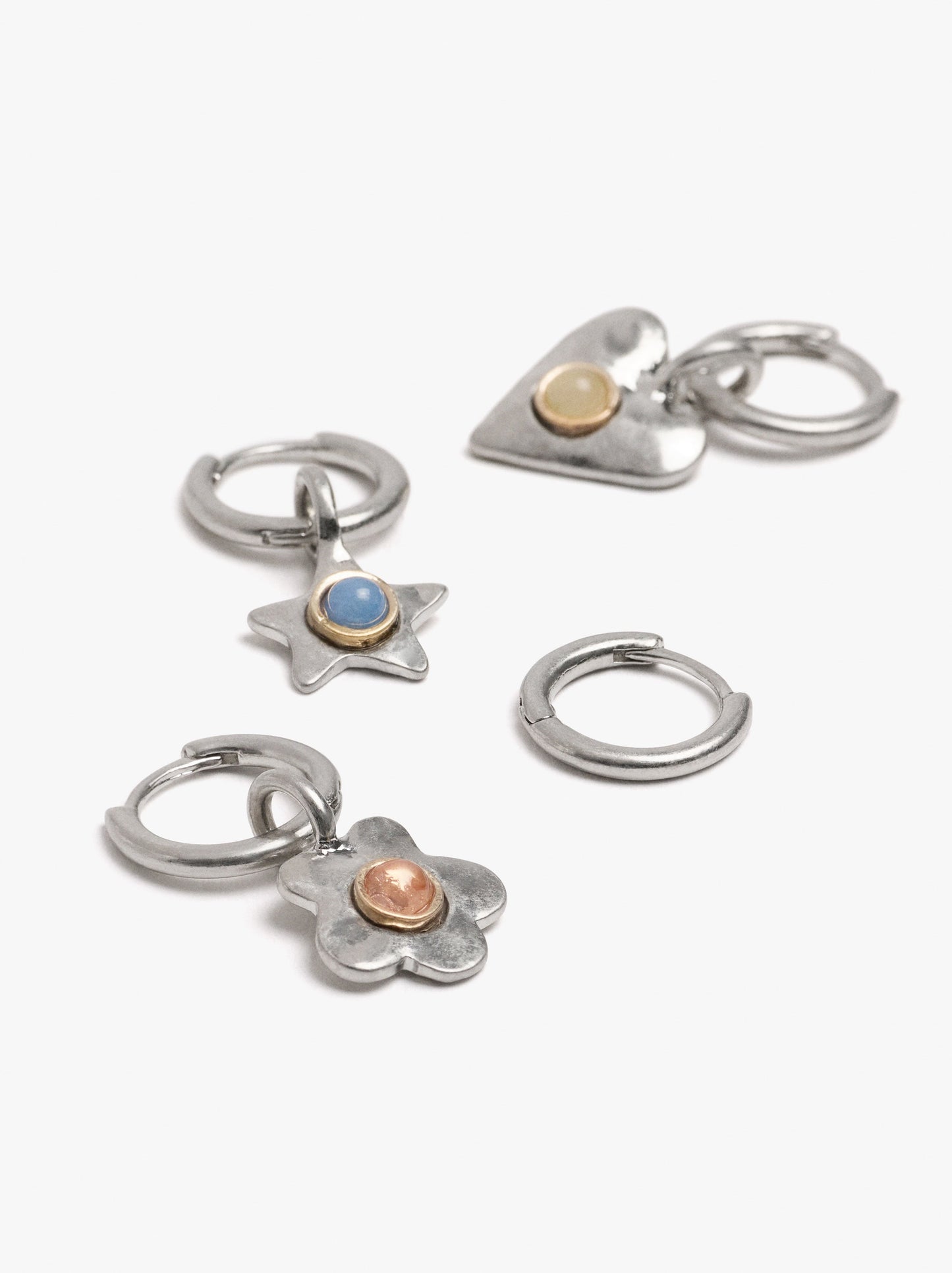 Set Of Hoop Earrings With Assorted Pendants