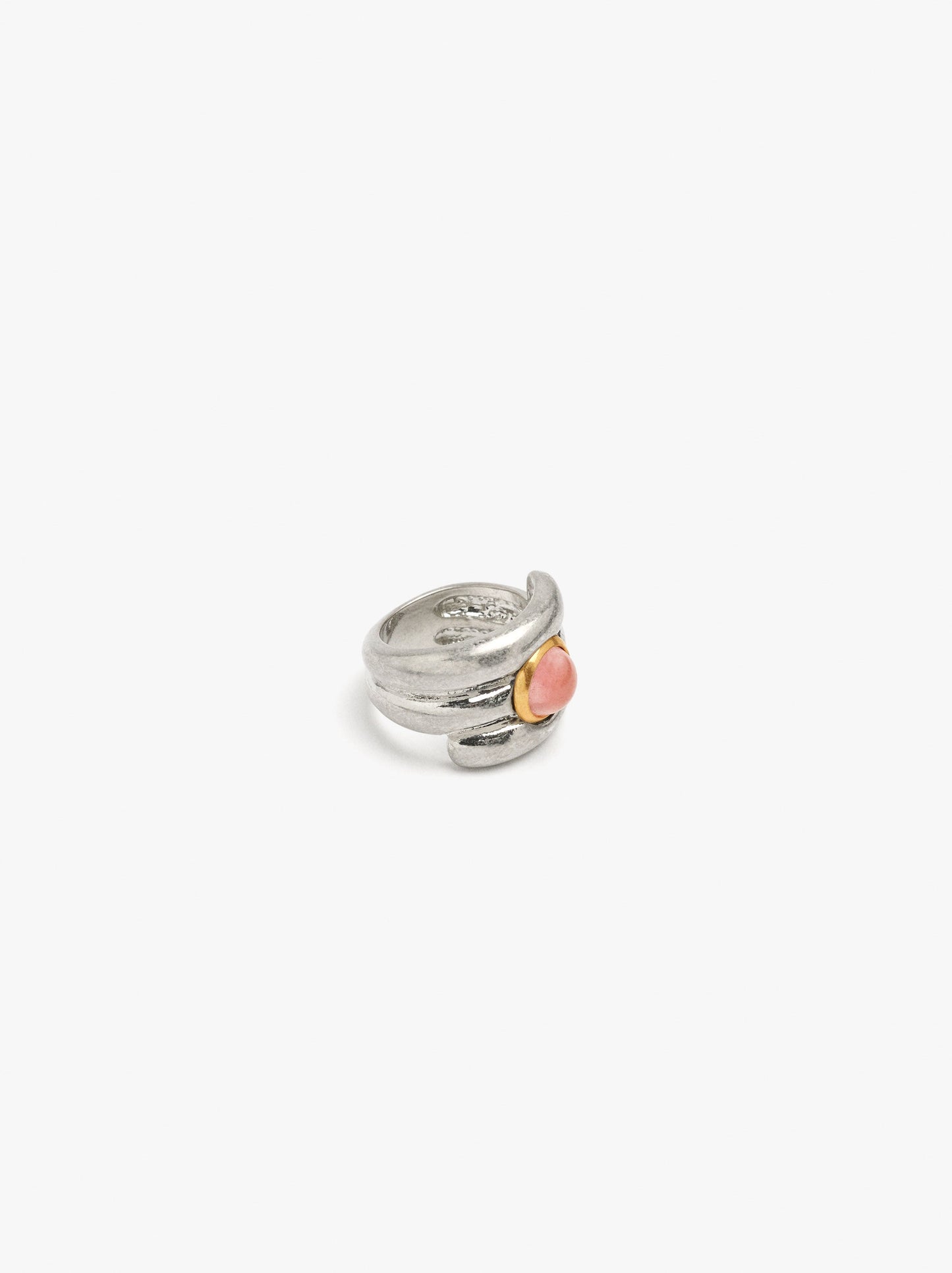 Wide Triple Effect Ring With Stone