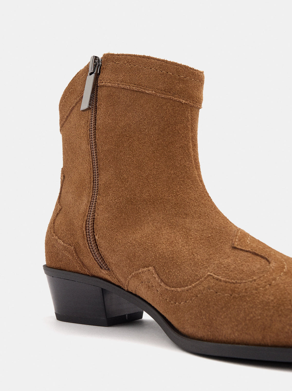 Leather Ankle Boots With Topstitching