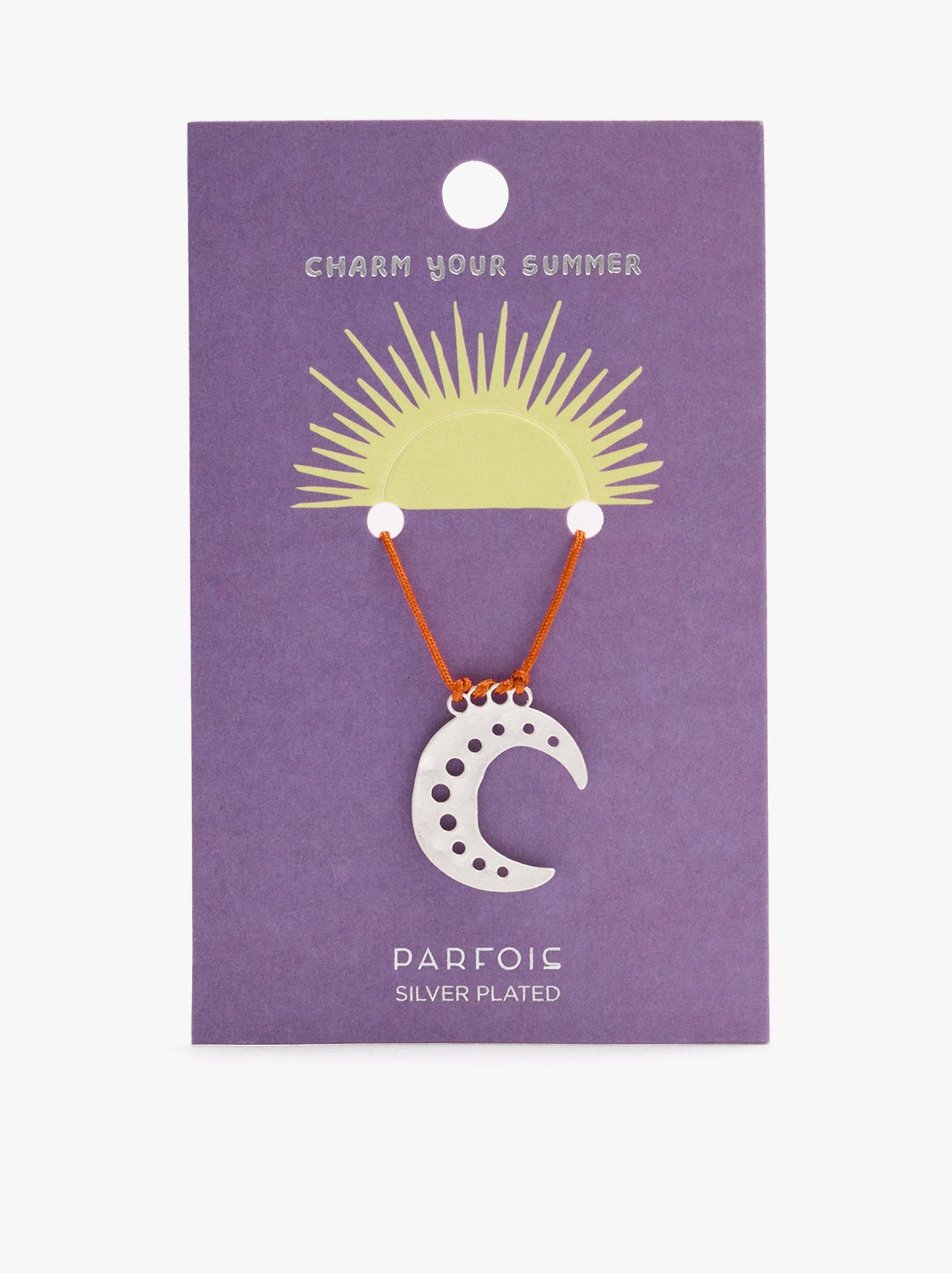 Cord Charm Necklace With Silver Plated