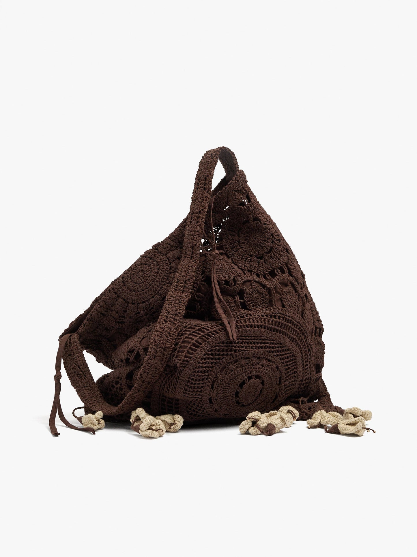 Crochet Shoulder Bag With Flowers