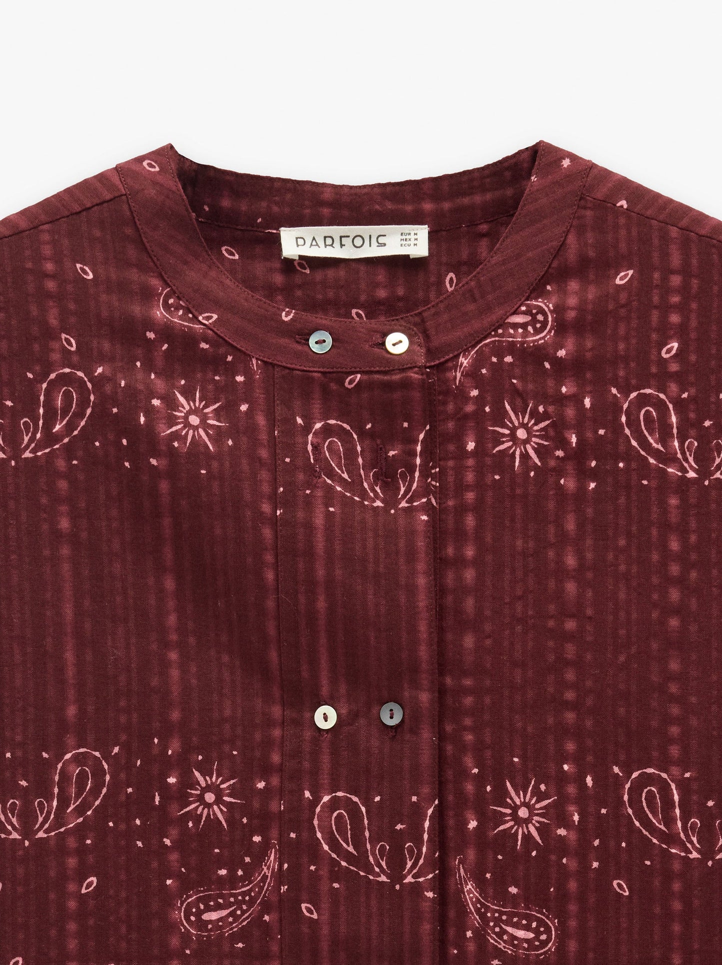 Printed Shirt With Mandarin Collar 100% Cotton