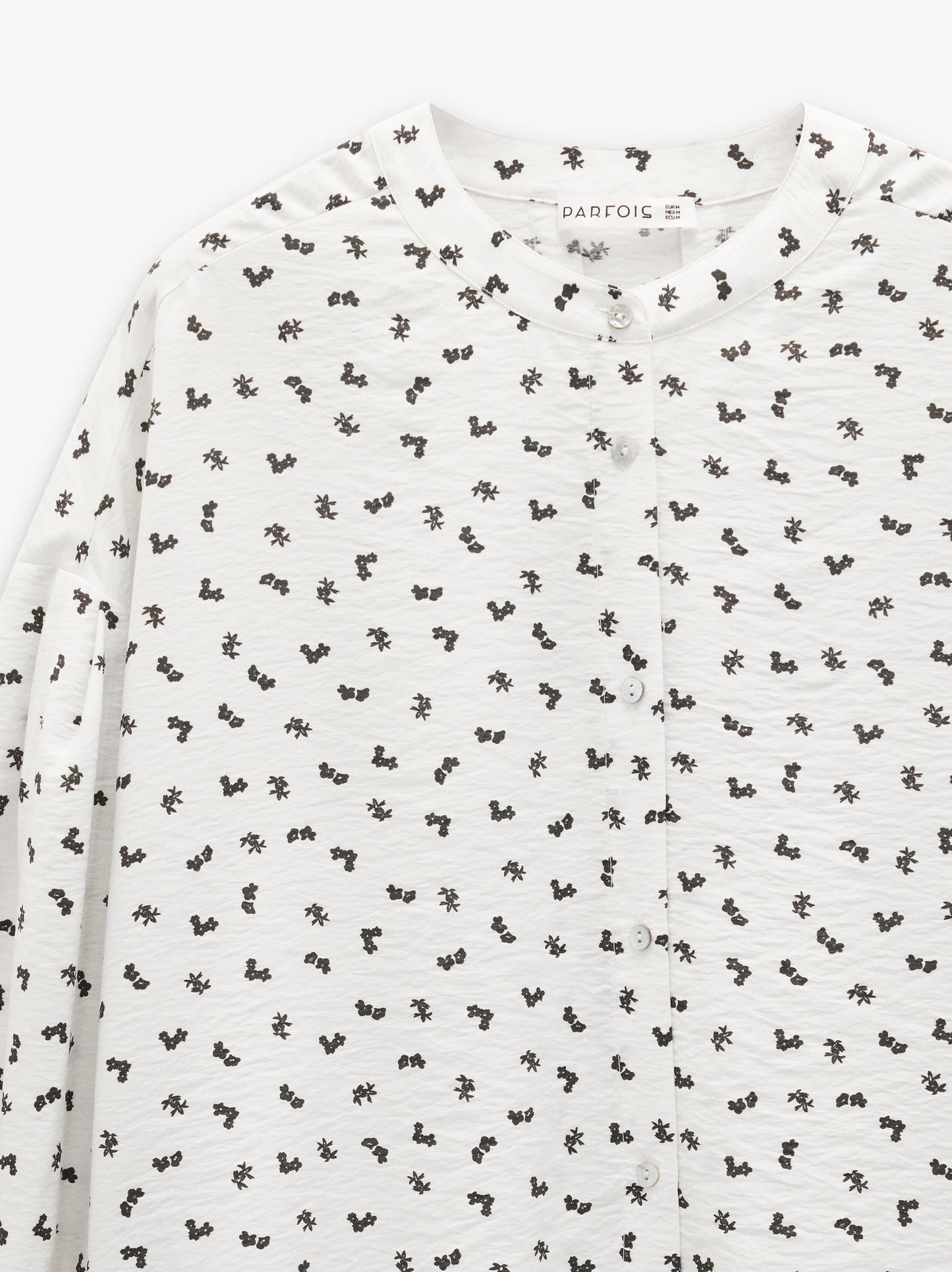 Floral Printed Shirt With Mandarin Collar