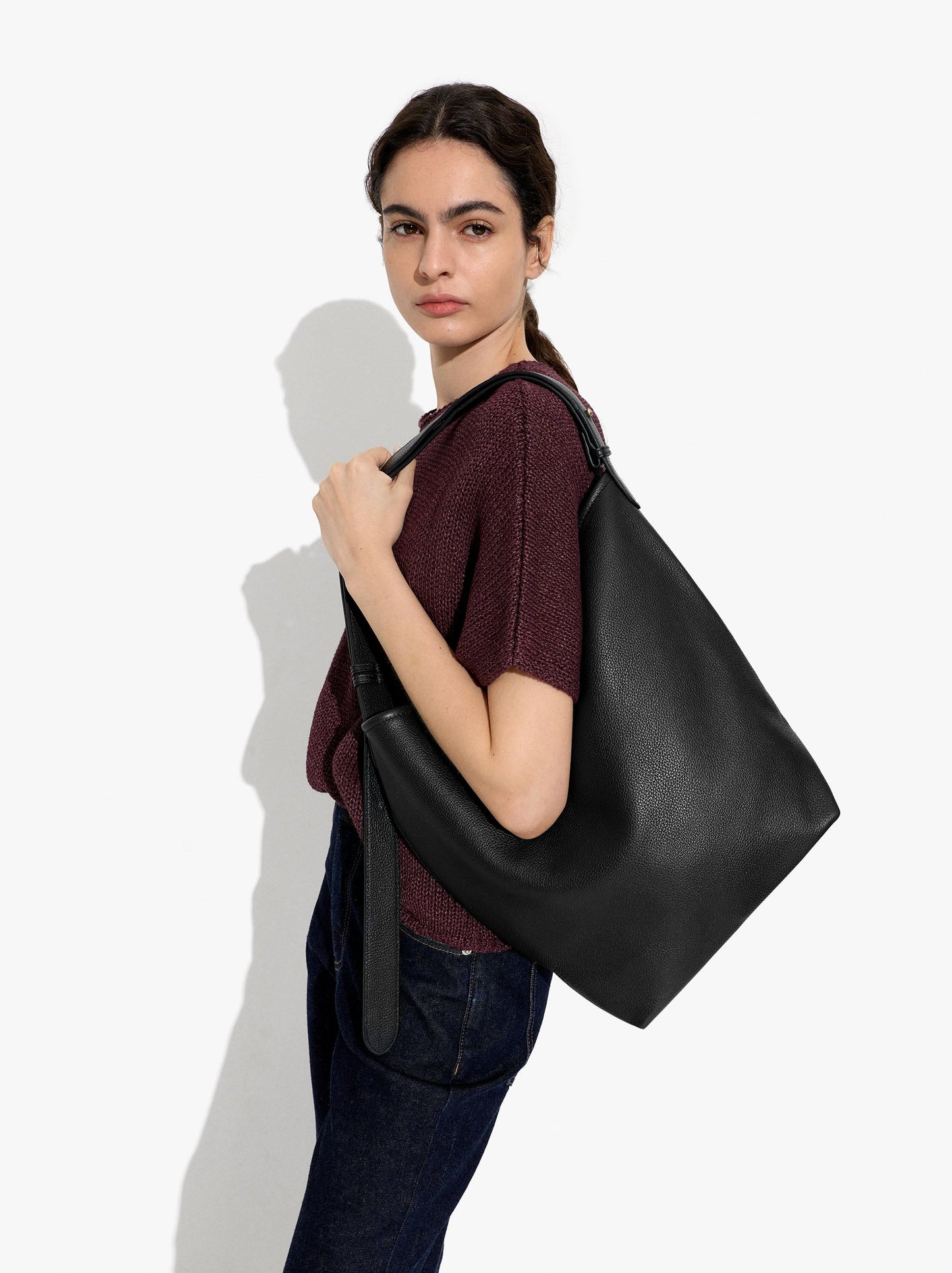 Shoulder Bag With Leather Texture