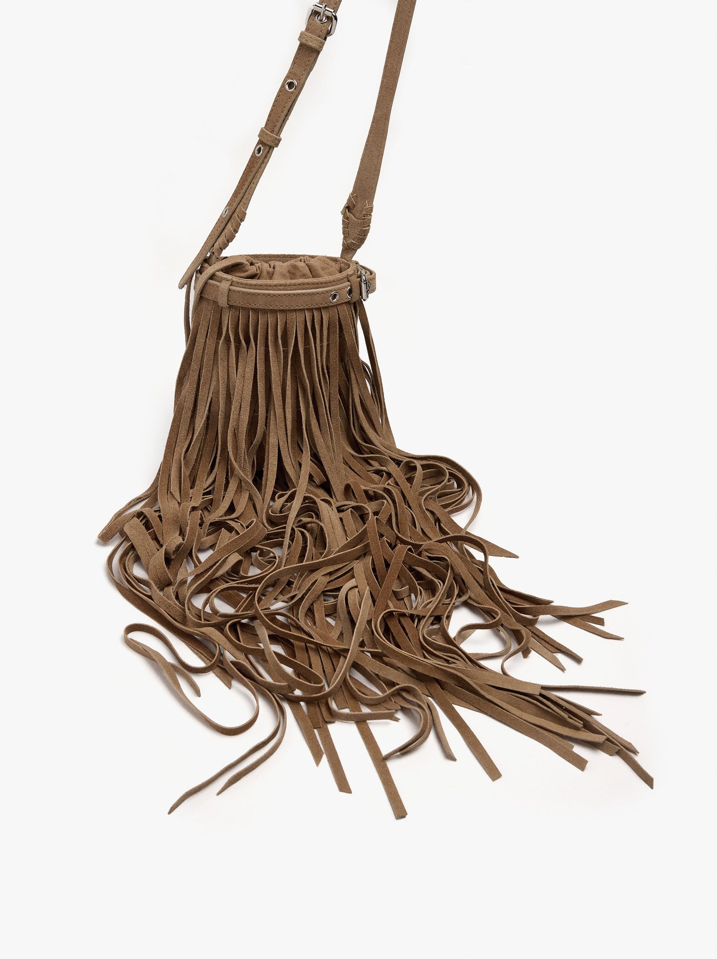 Leather Crossbody Bag With Long Fringes