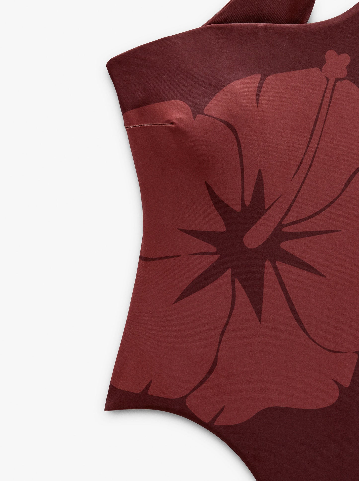 Asymmetric Swimsuit Printed With Floral Pattern