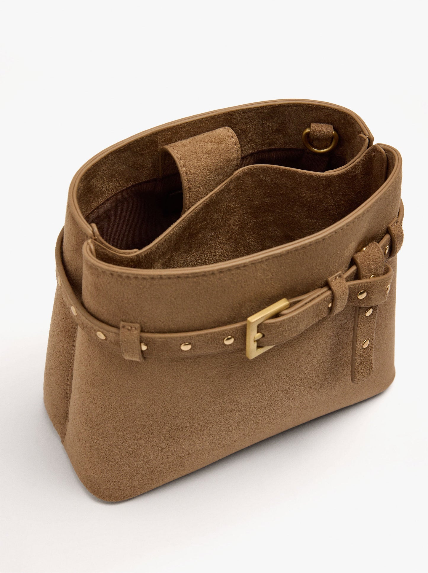 Leather-Effect Bucket Bag With Belt Detail