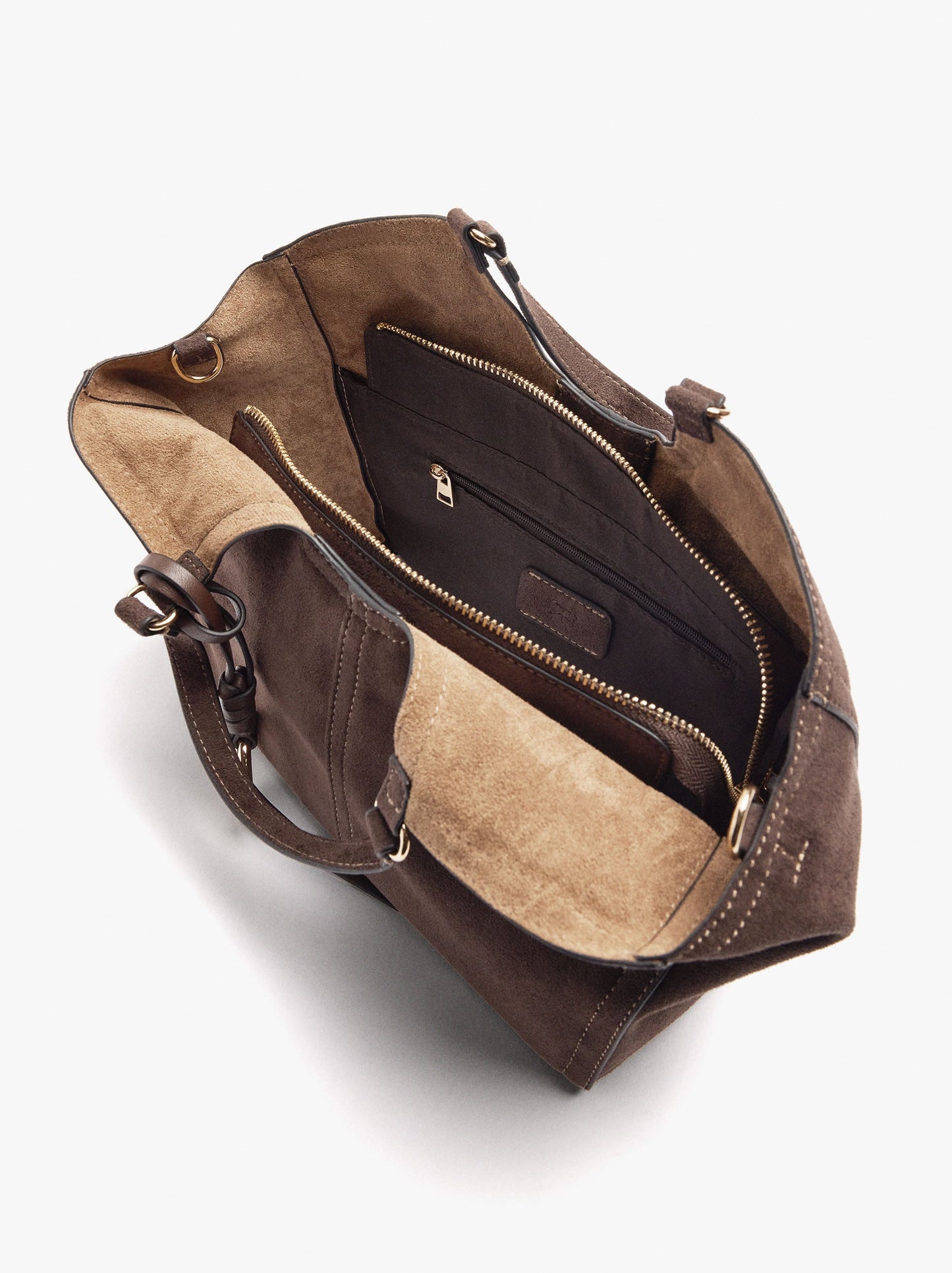 Leather-Effect Shopper Bag With Topstitching M