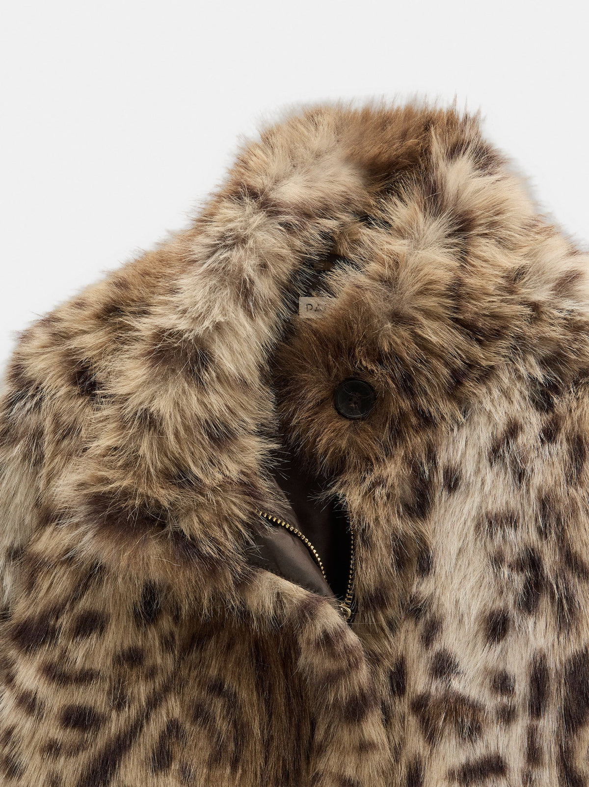 Faux Fur-Effect Coat With Animal Print