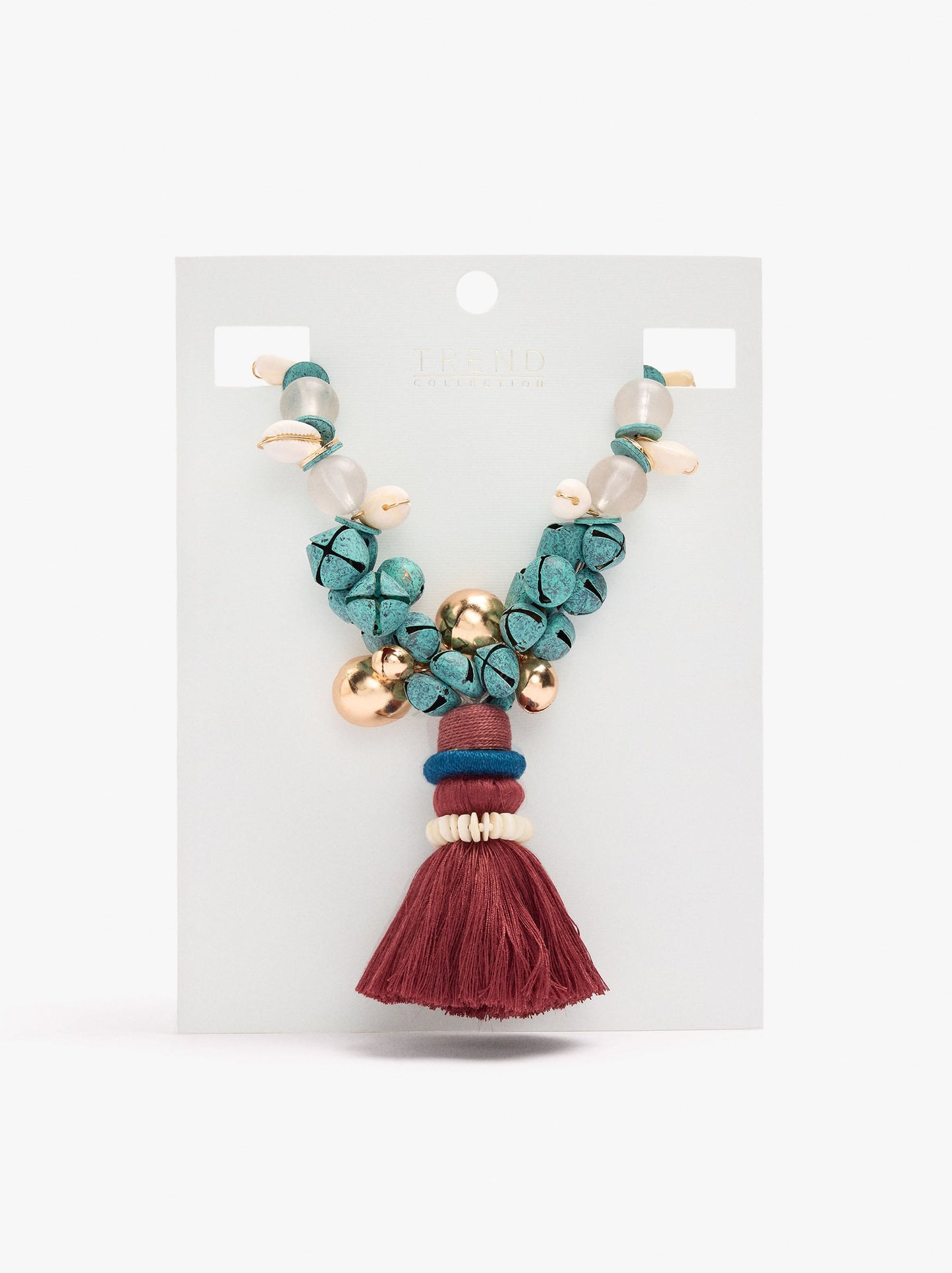 Necklace Of Glass Beads And Shells With Bells