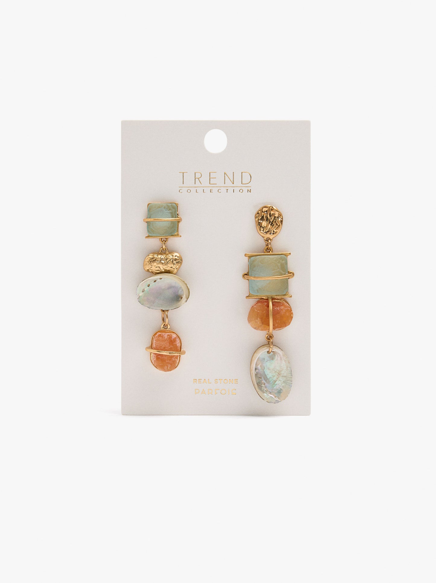Asymmetric Long Earrings With Stones And Shells