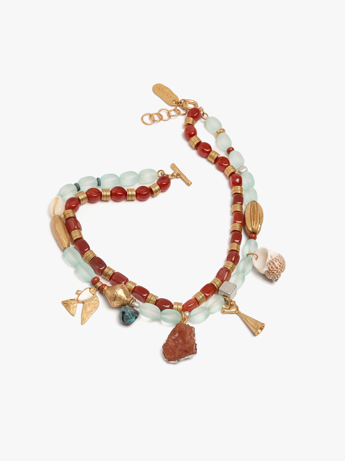 Double Necklace With Beads And Shells