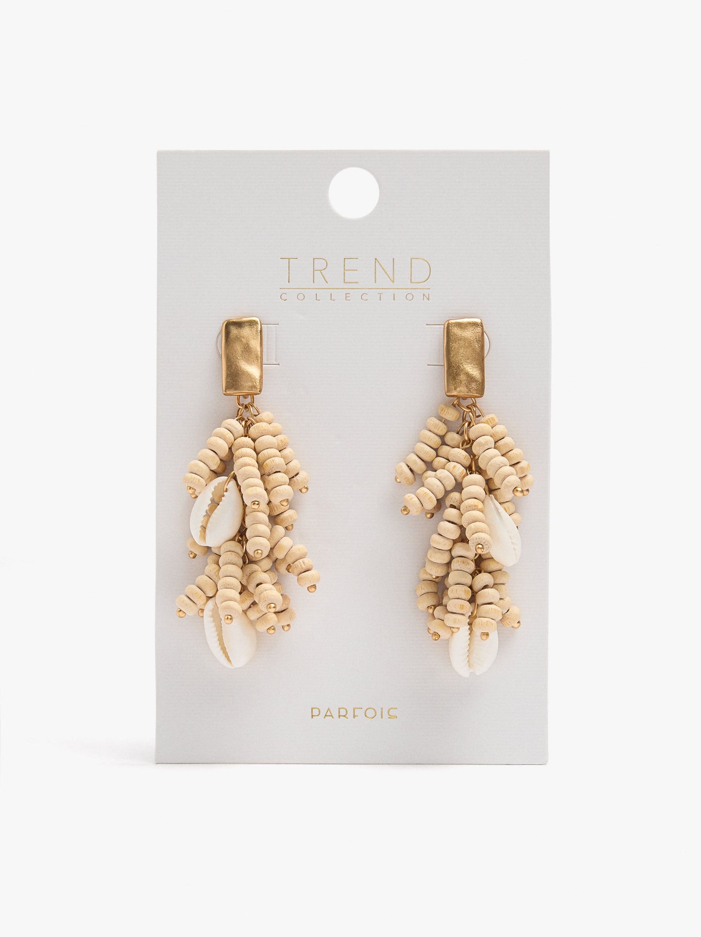 Earrings With Wood Beads And Shells