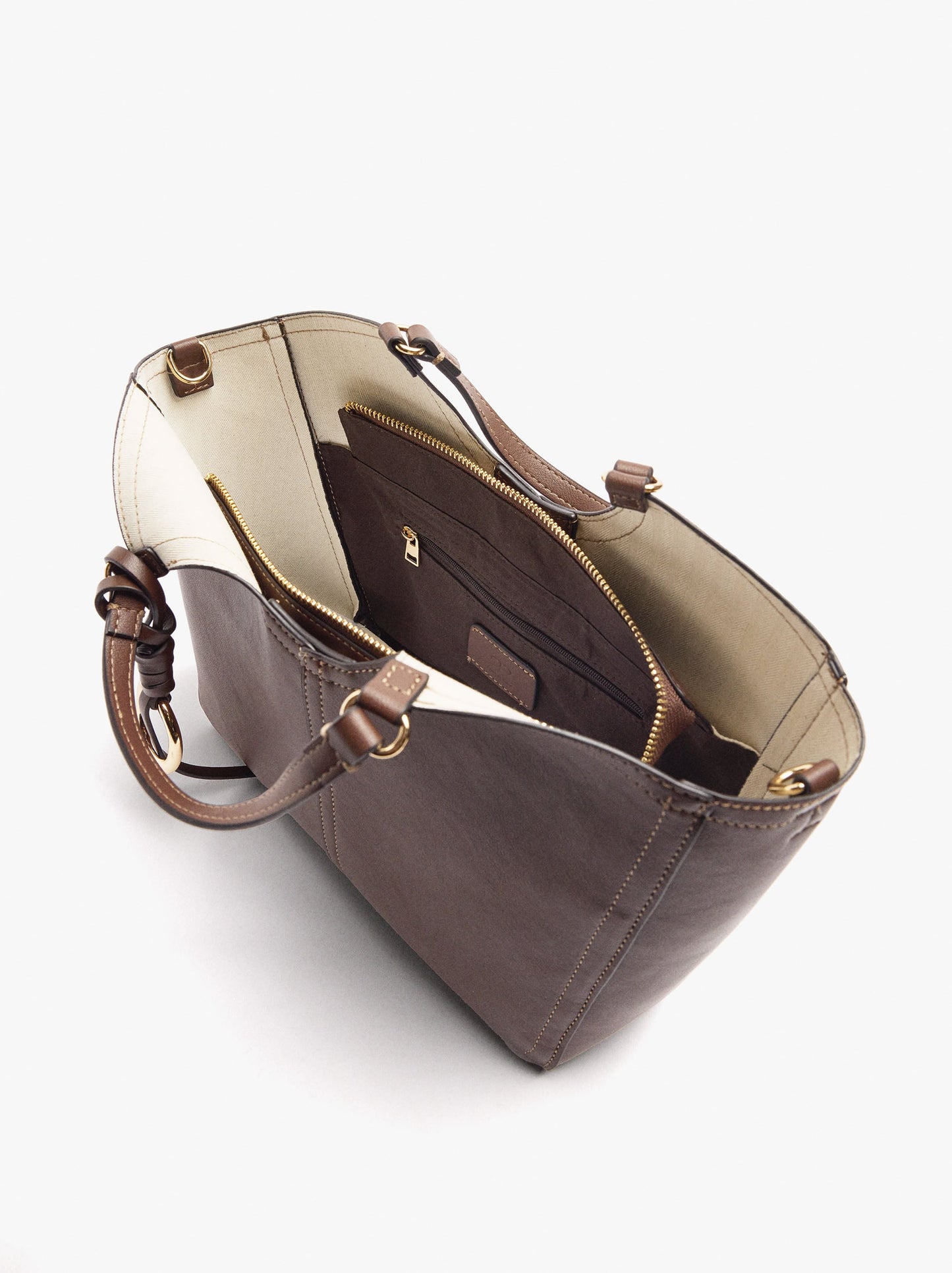 Shopper Bag With M Topstitching And Hanger