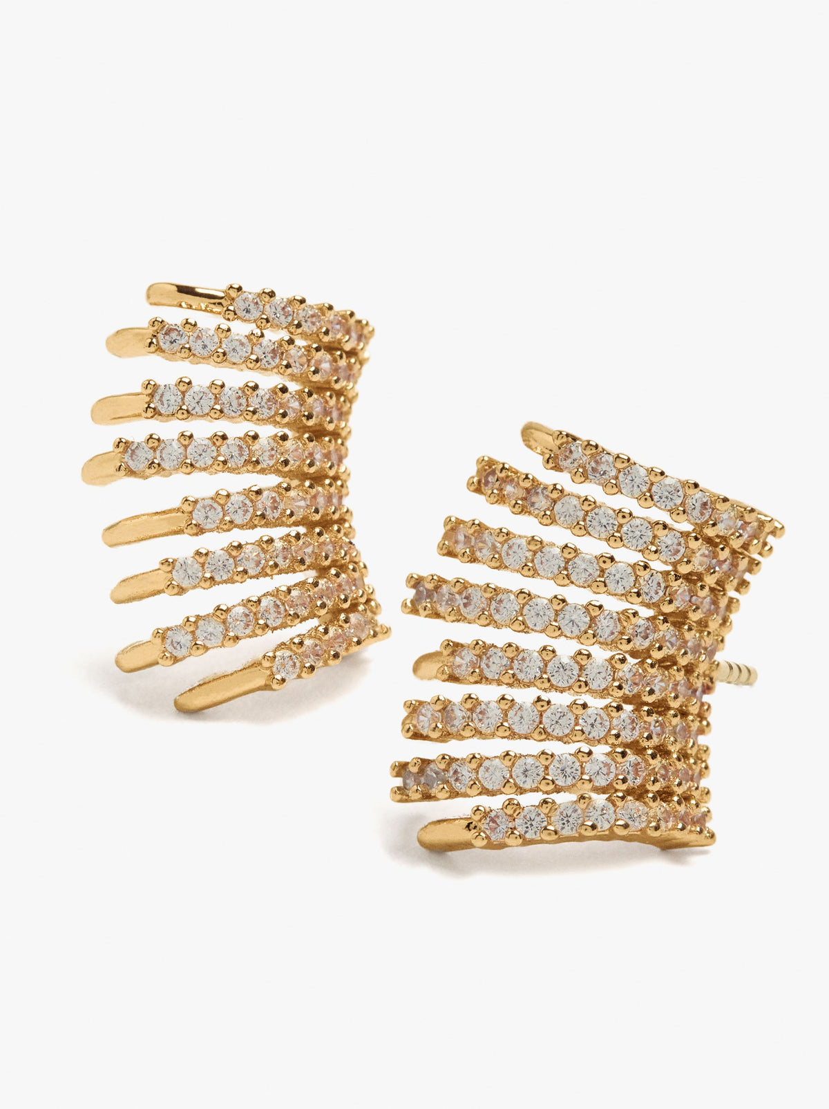 Earrings With Multi-Hoop Effect With Zirconia