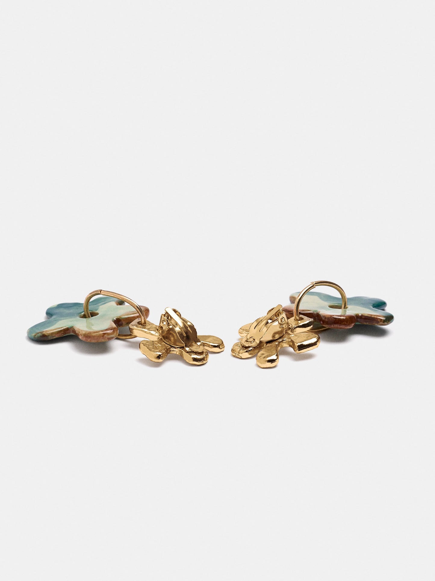 Irregular Flower Earrings With Ceramic