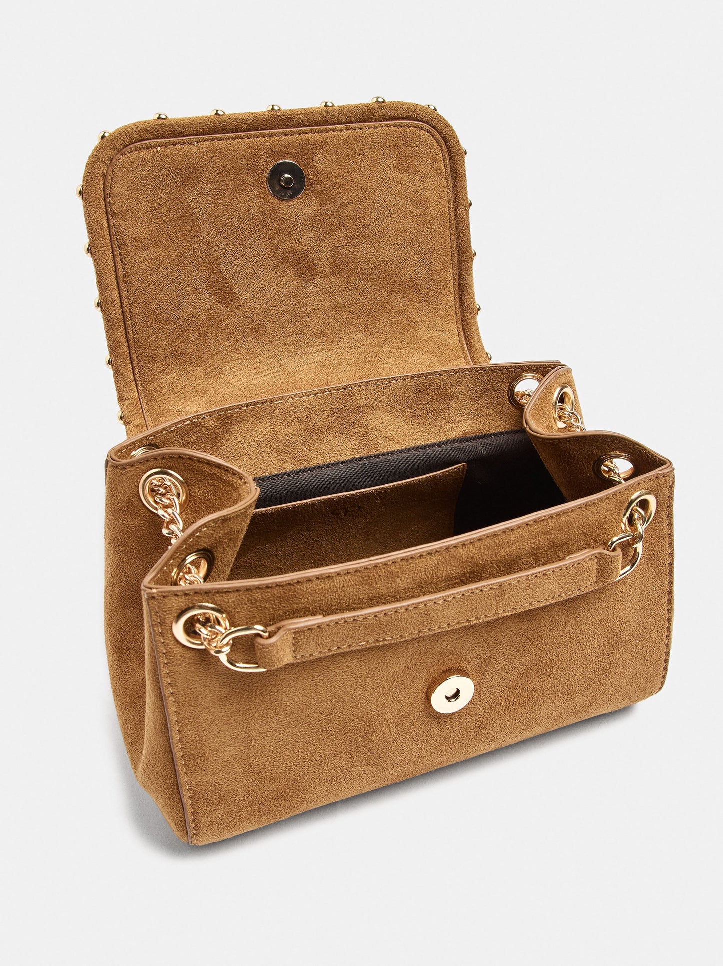 Leather-Effect Shoulder Bag With Beads And Chain