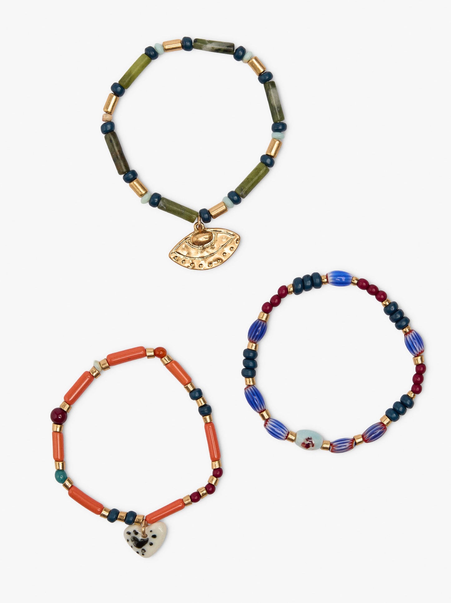 Set Of Bracelets With Beads And Pendants